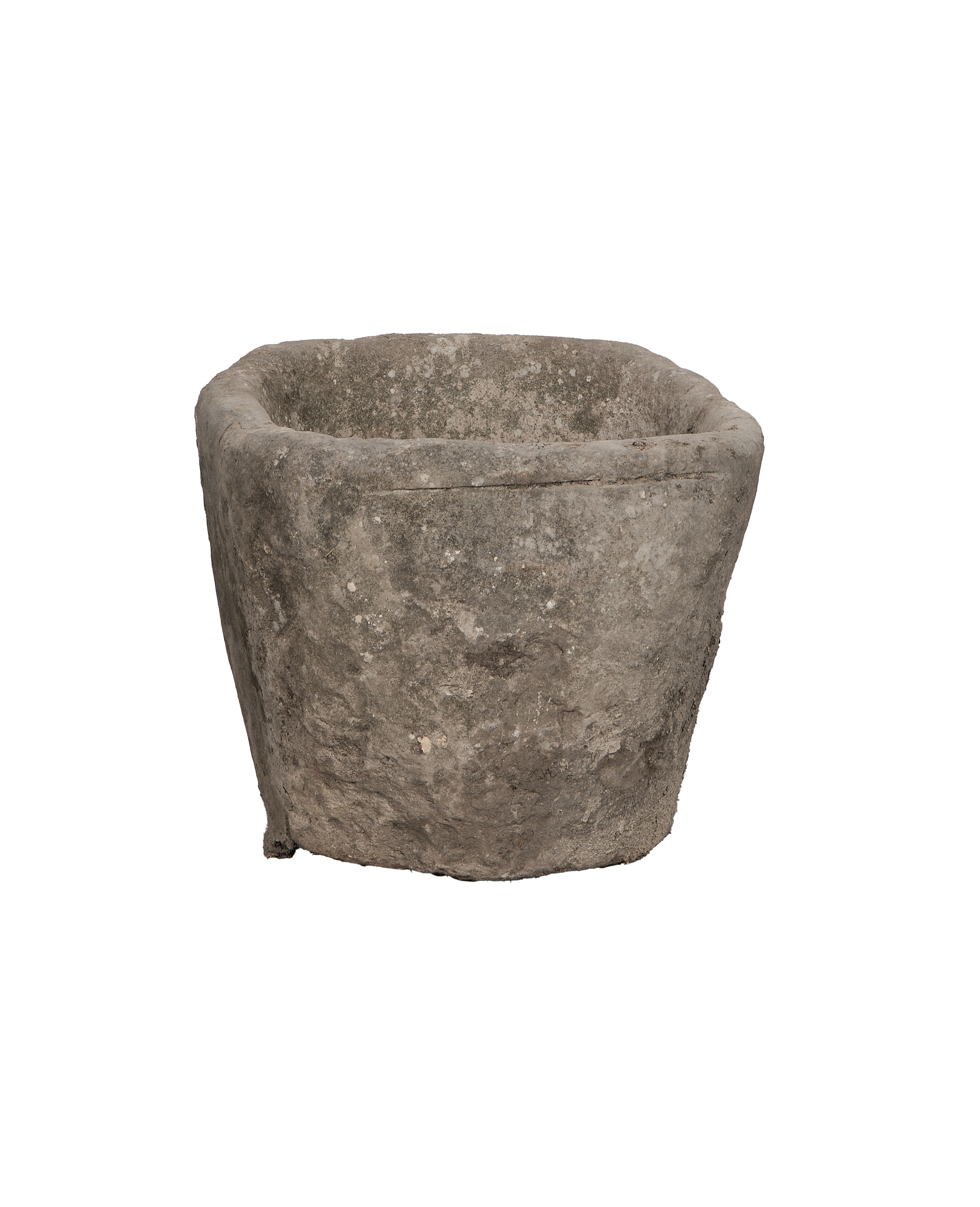 Vintage oblong limestone trough from Indonesia, showcasing weathered texture and unique organic shape.