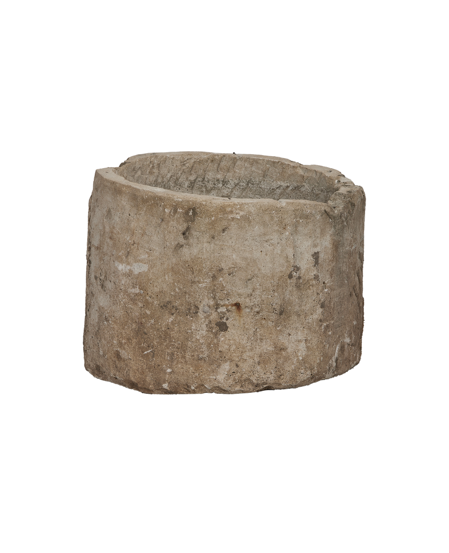 Vintage Indonesian limestone trough, oblong shape, showing natural rough texture and patina.
