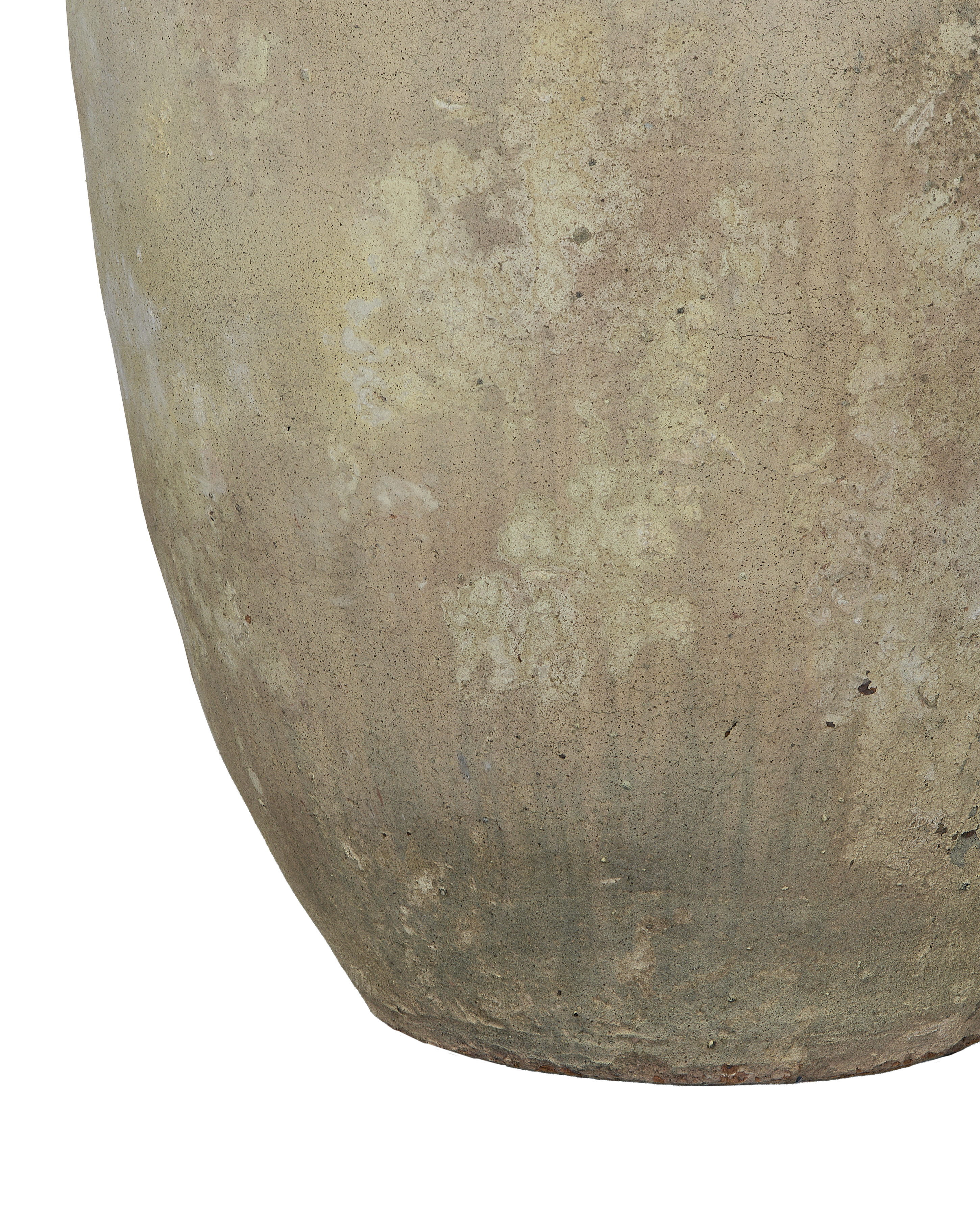 Vintage rustic planter, close-up texture, showing natural weathered stone patina and imperfections.
