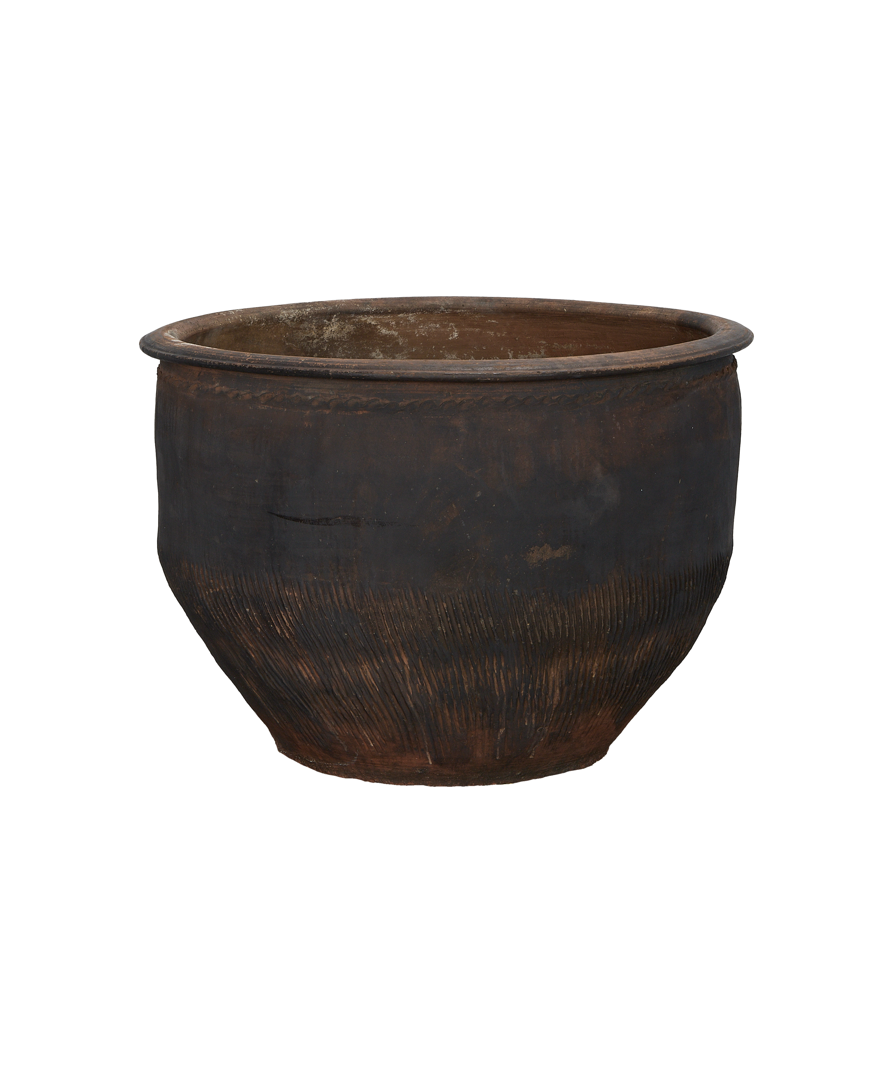Vintage rustic Chinese OAK water planter, showing natural texture and patina.