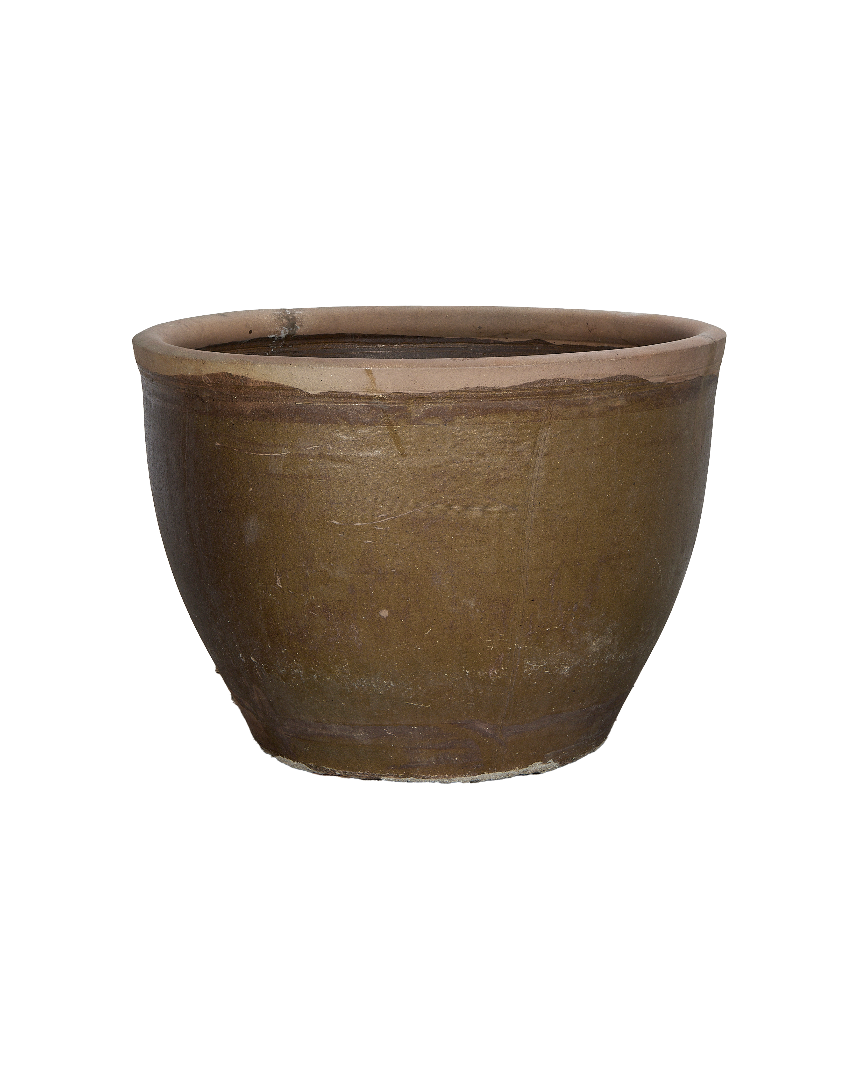 Vintage Chinese Mulberry planter, oak, showing unique rim and textured surface details.