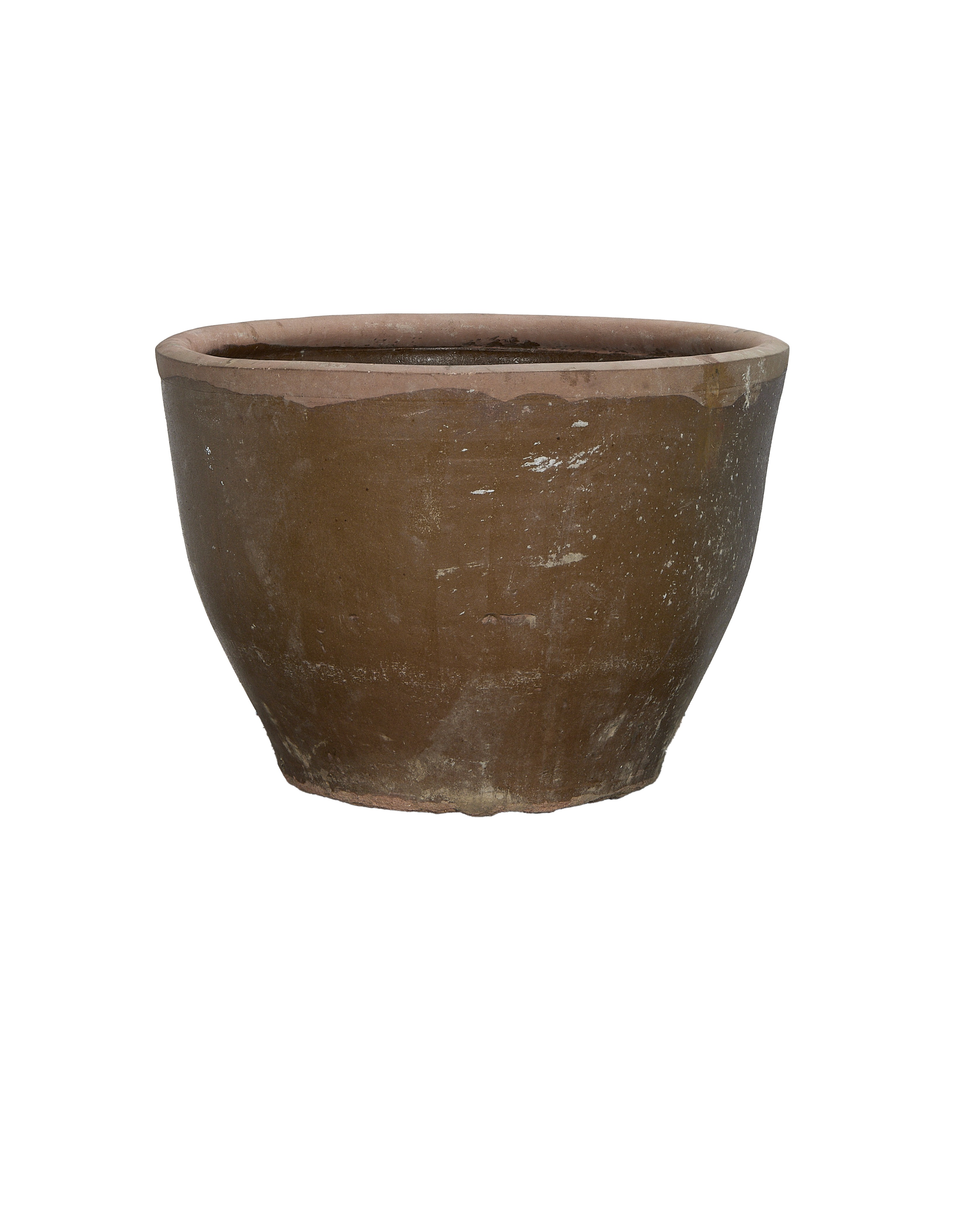 Vintage Chinese Mulberry Planter, showcasing aged oak finish and distressed texture from an upper angle.