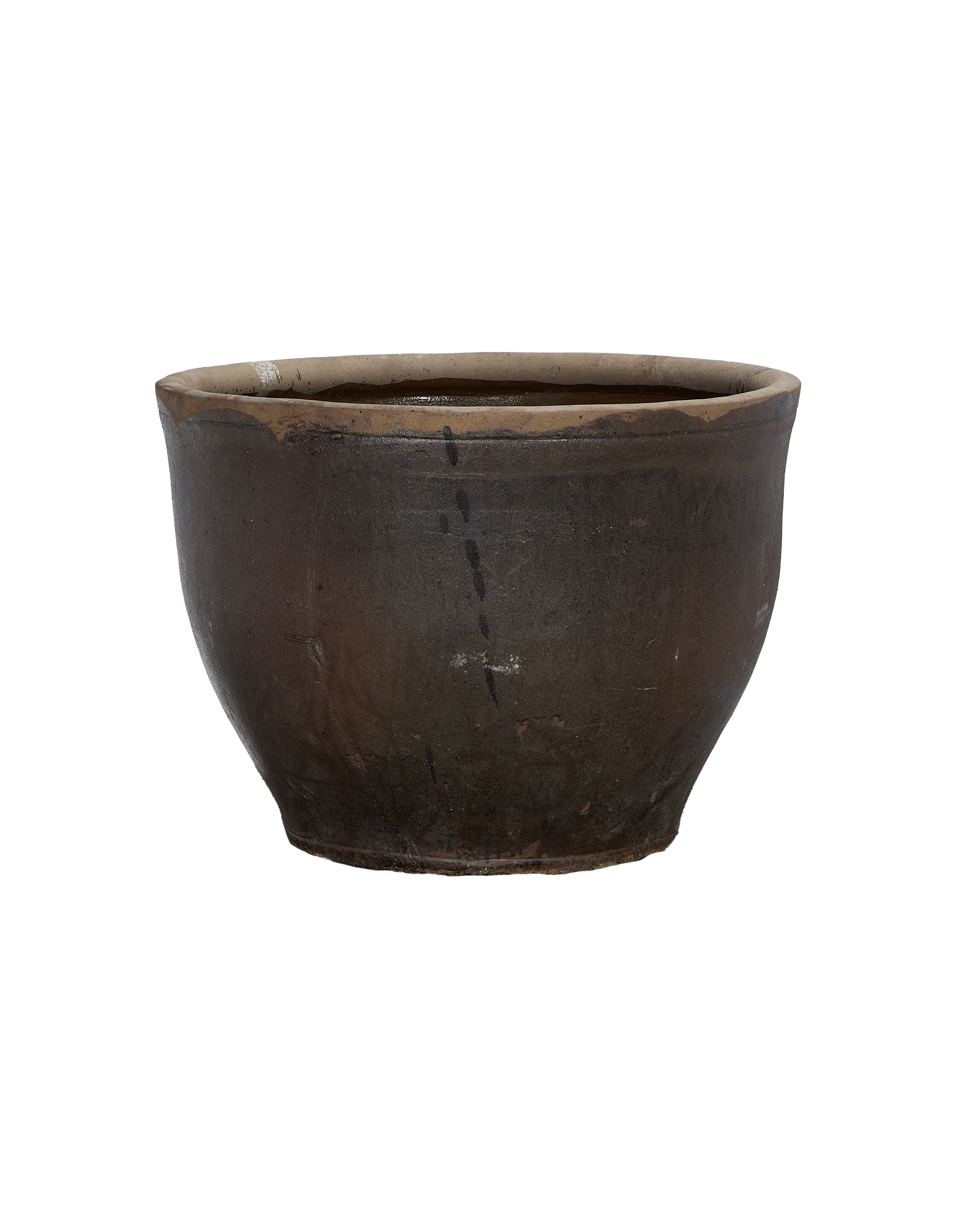 Vintage Mulberry Planter from China, showing aged exterior texture and rim details.