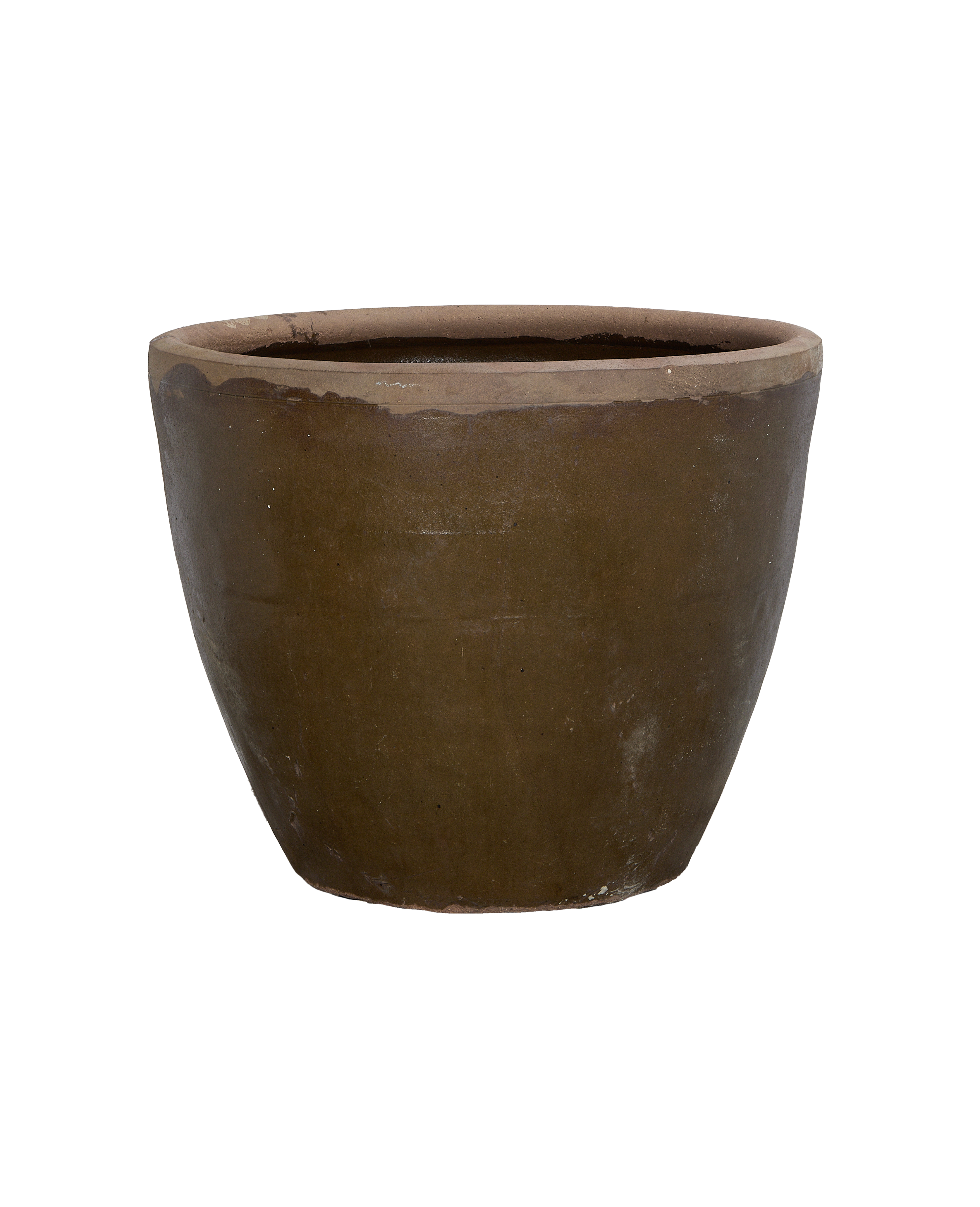 Vintage Chinese mulberry planter, distressed dark brown oak, main view, weathered patina.