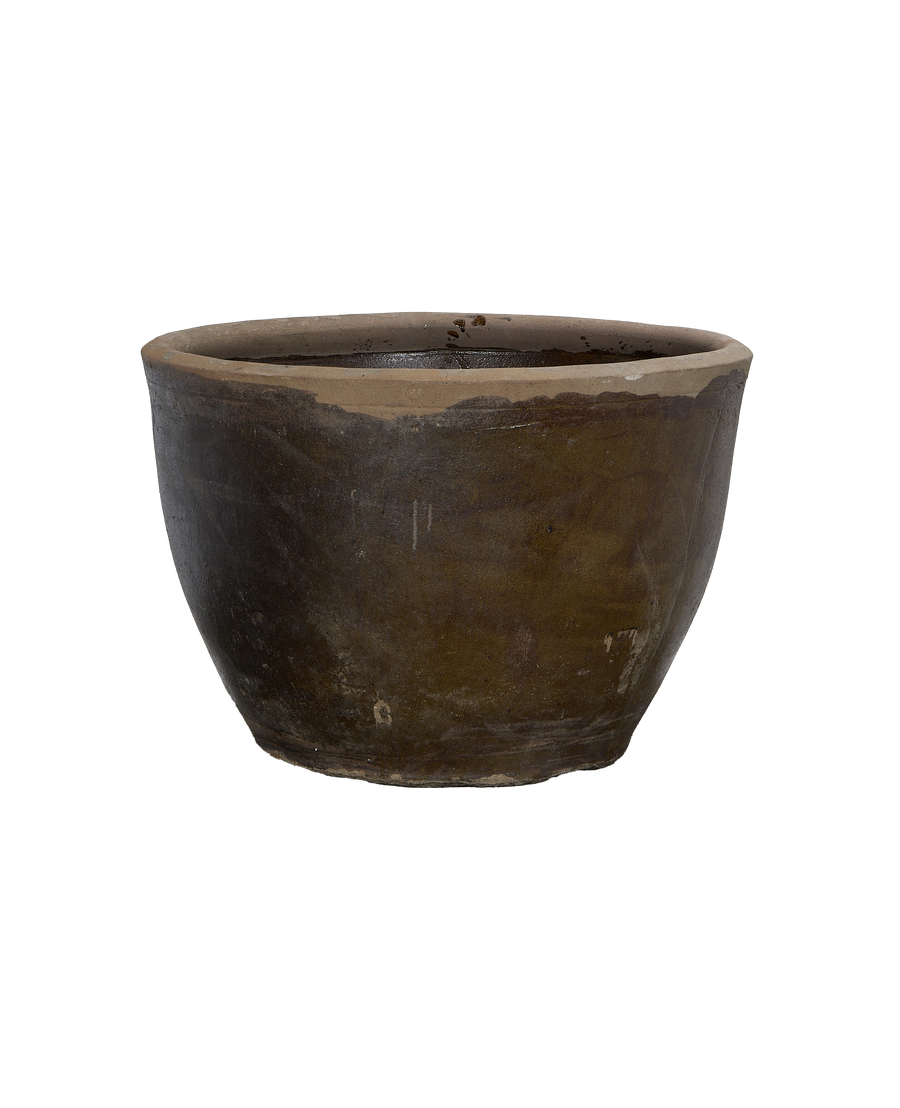 Vintage Chinese Mulberry Planter, showcasing aged oak wood texture and weathered exterior.
