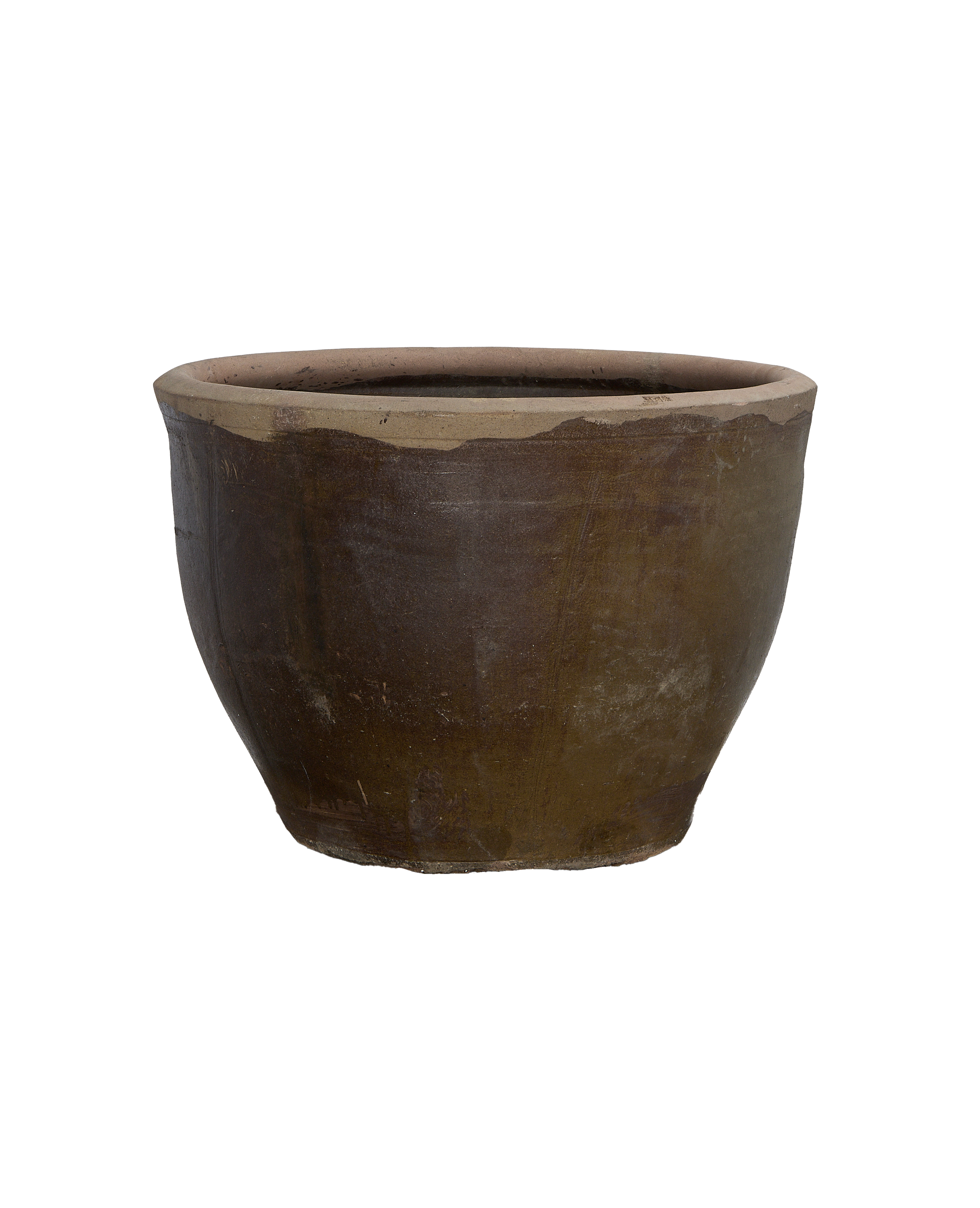 Vintage Chinese OAK Mulberry planter, showcasing its rustic brown color and weathered texture.