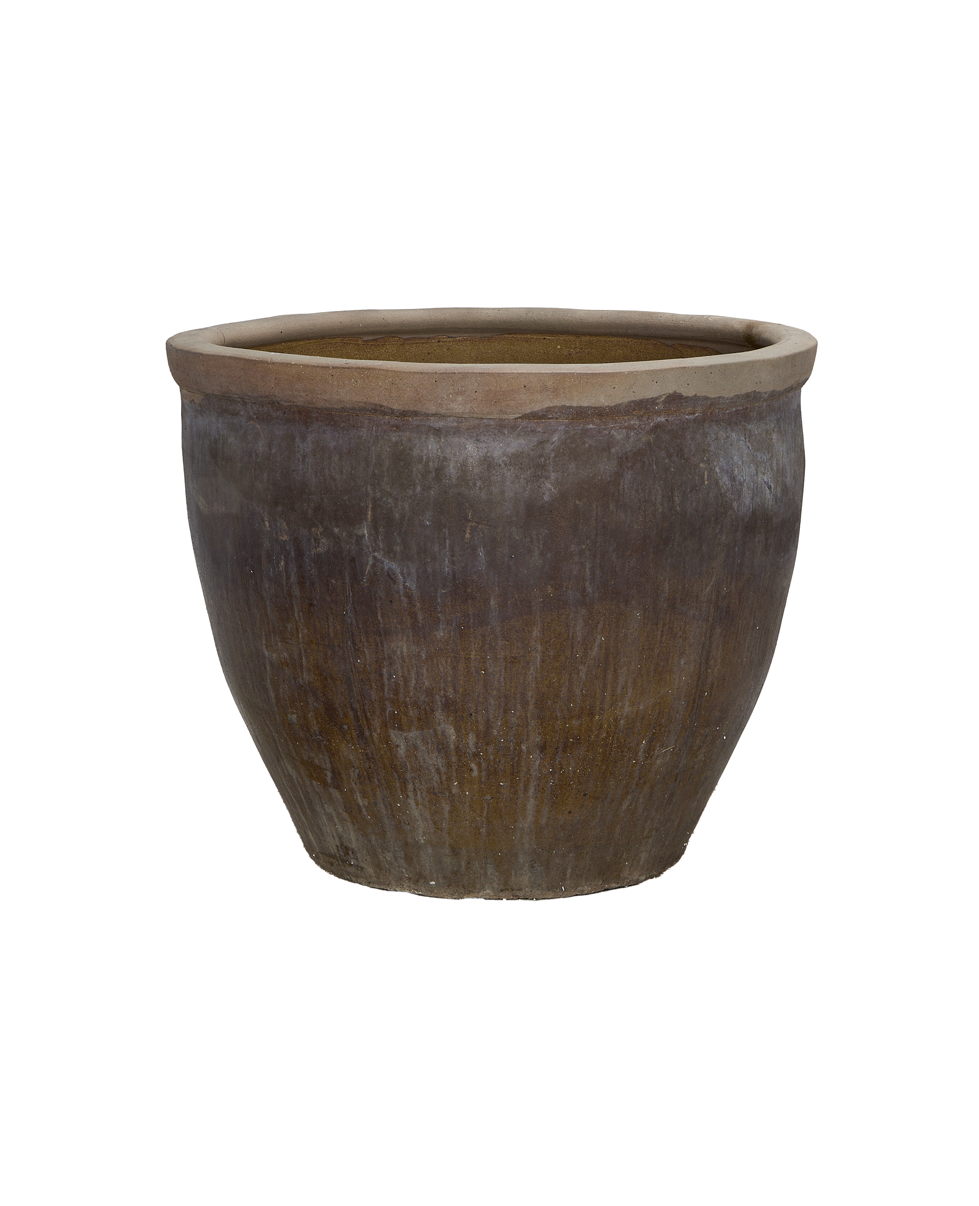 Vintage Chinese Mulberry Planter, oak-colored finish, showing exterior texture and rim details.