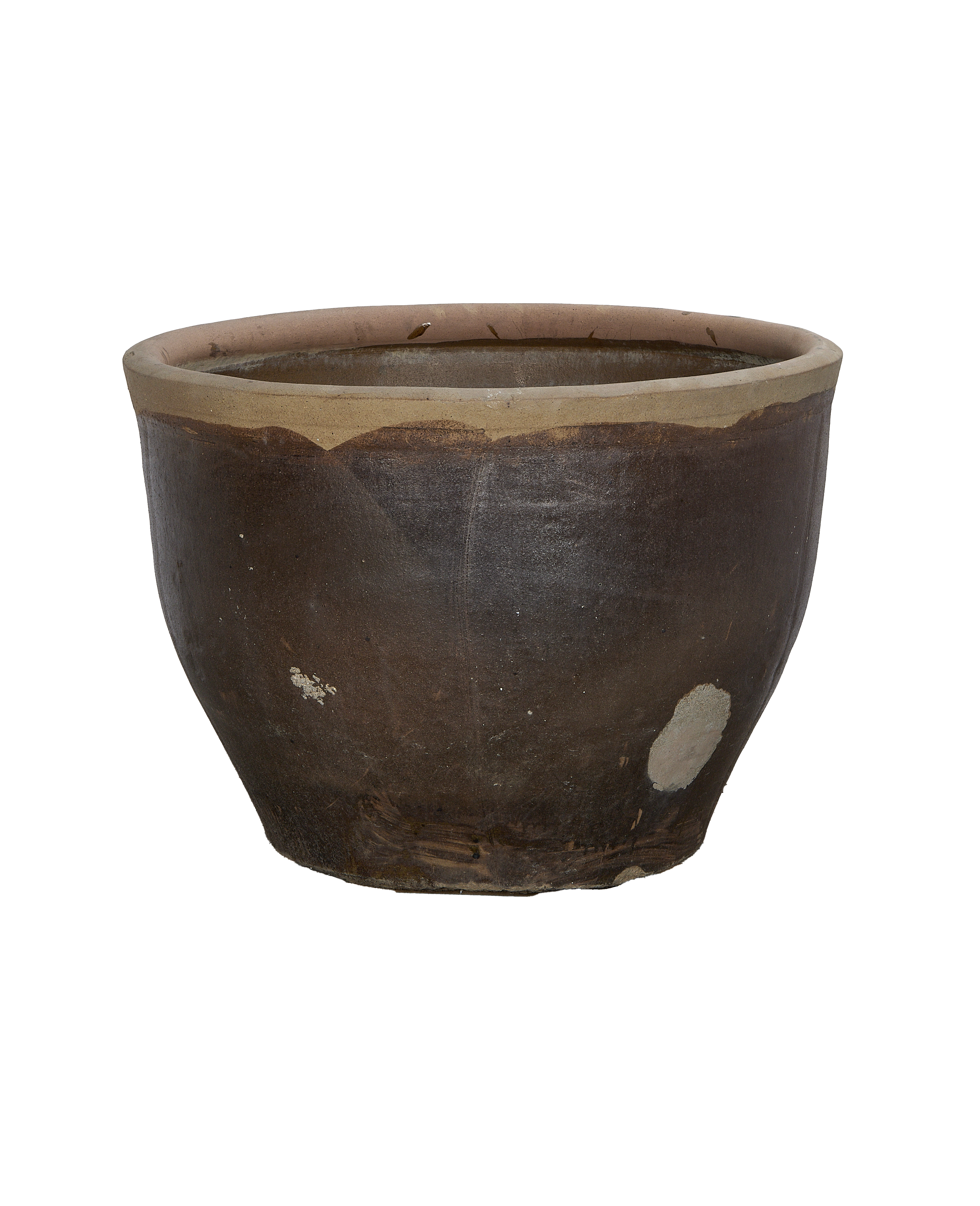 Mulberry planter, ancient vintage Chinese OAK wood, deep brown, worn condition.