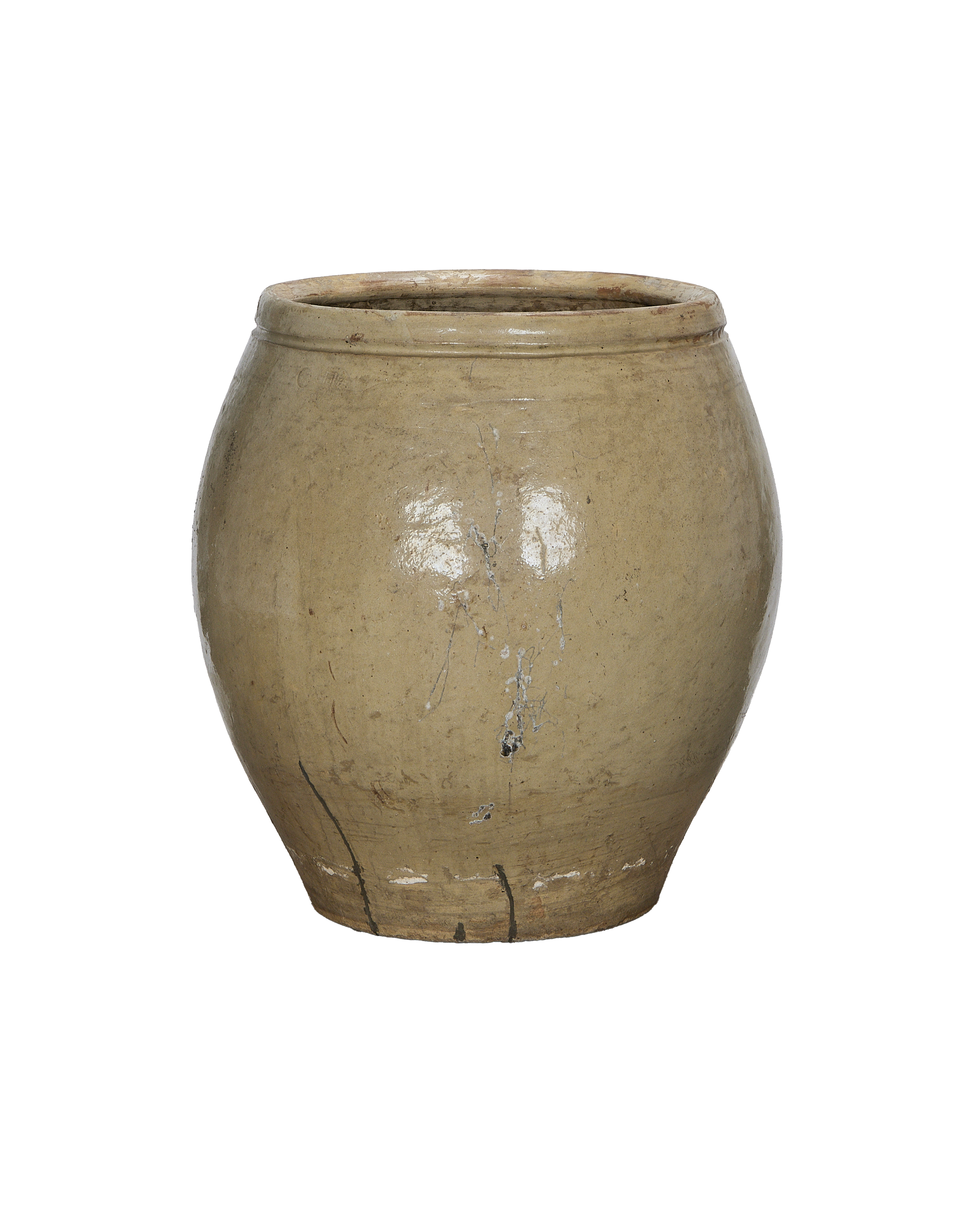 Vintage Chinese oak plum planter, antique condition, showing full side with imperfections.