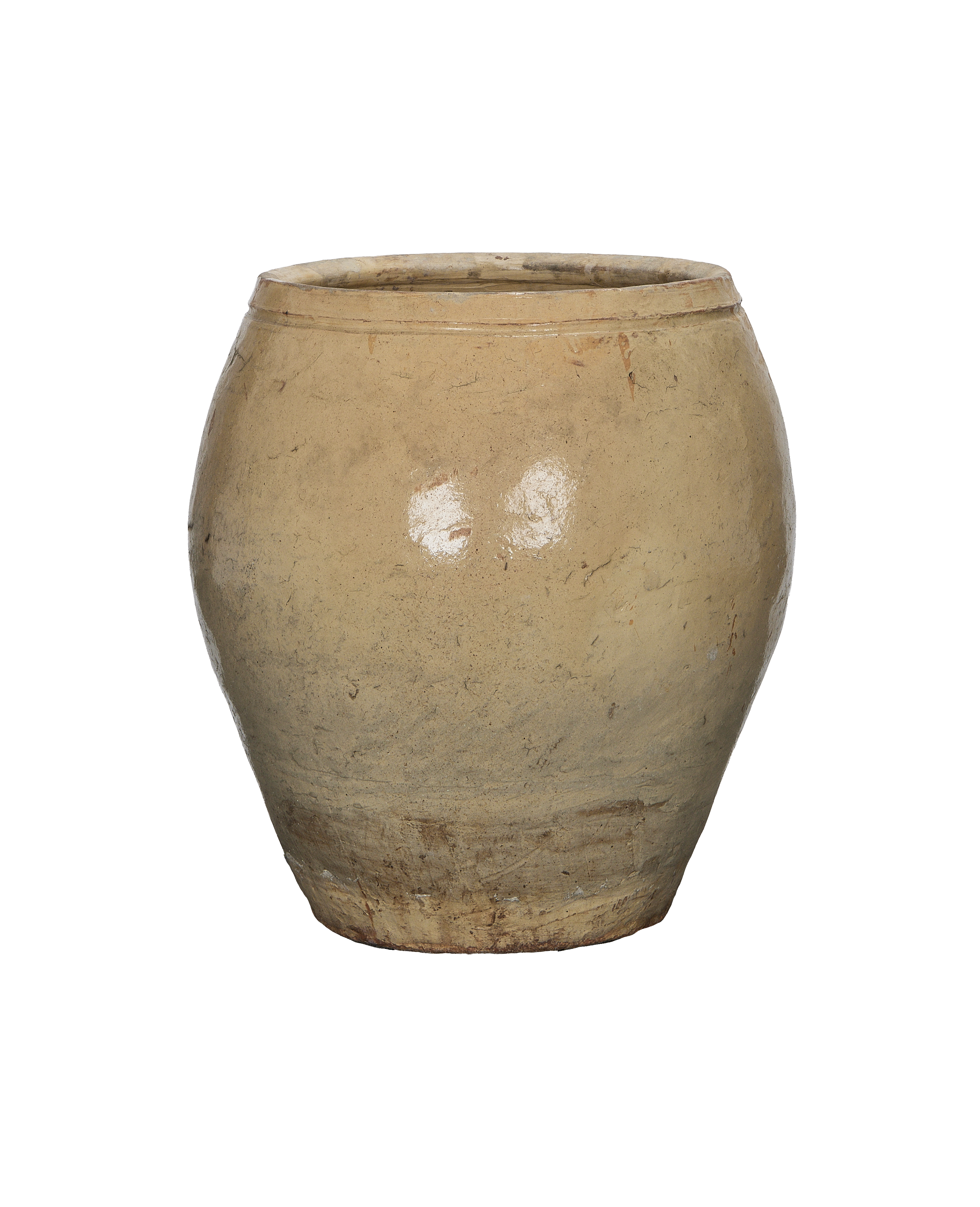 Vintage Chinese plum planter, oak-colored, showcasing textured material and aged patina up-close.