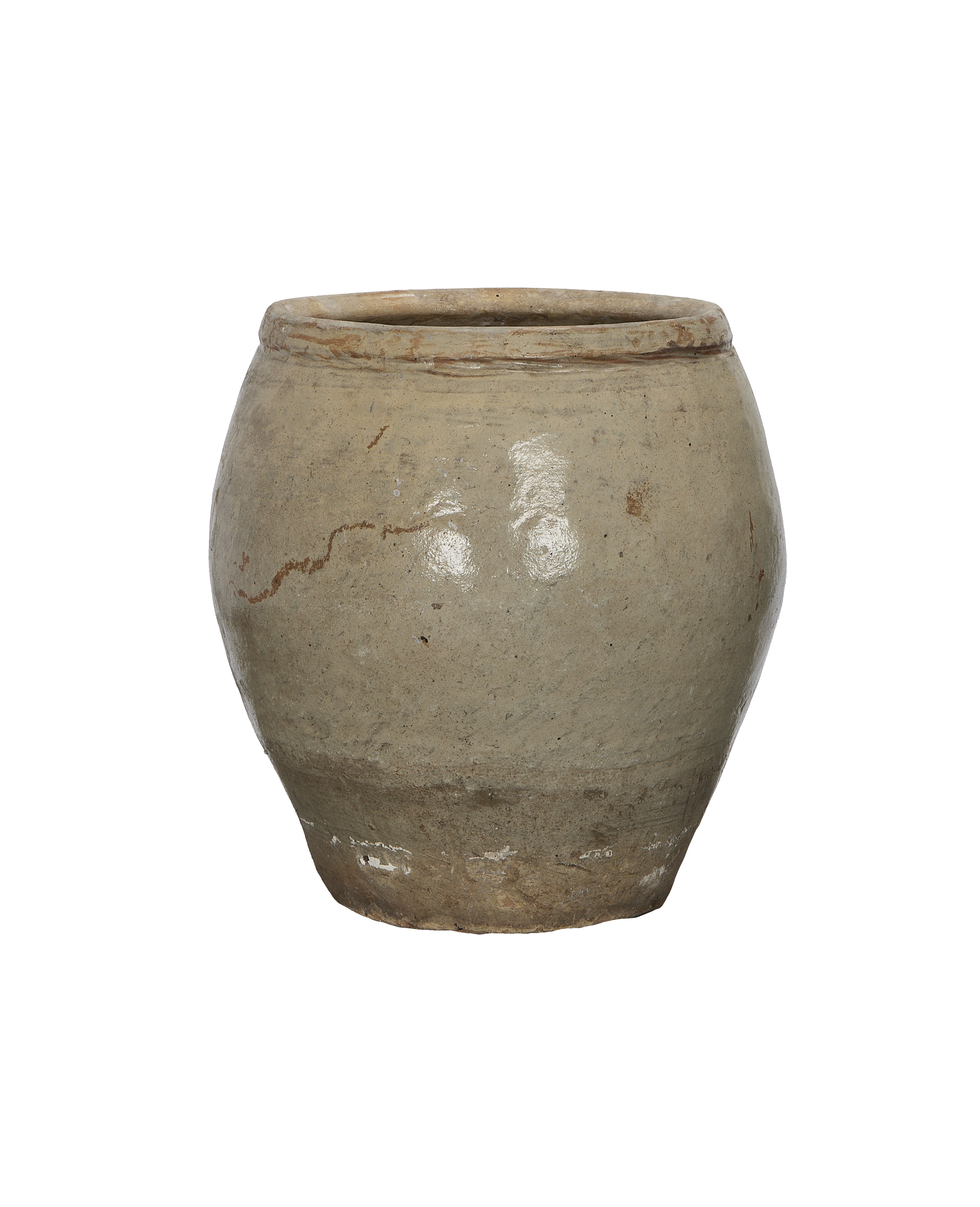 Vintage Chinese Plum Planter, OAK, with distressed, aged grey-white finish.