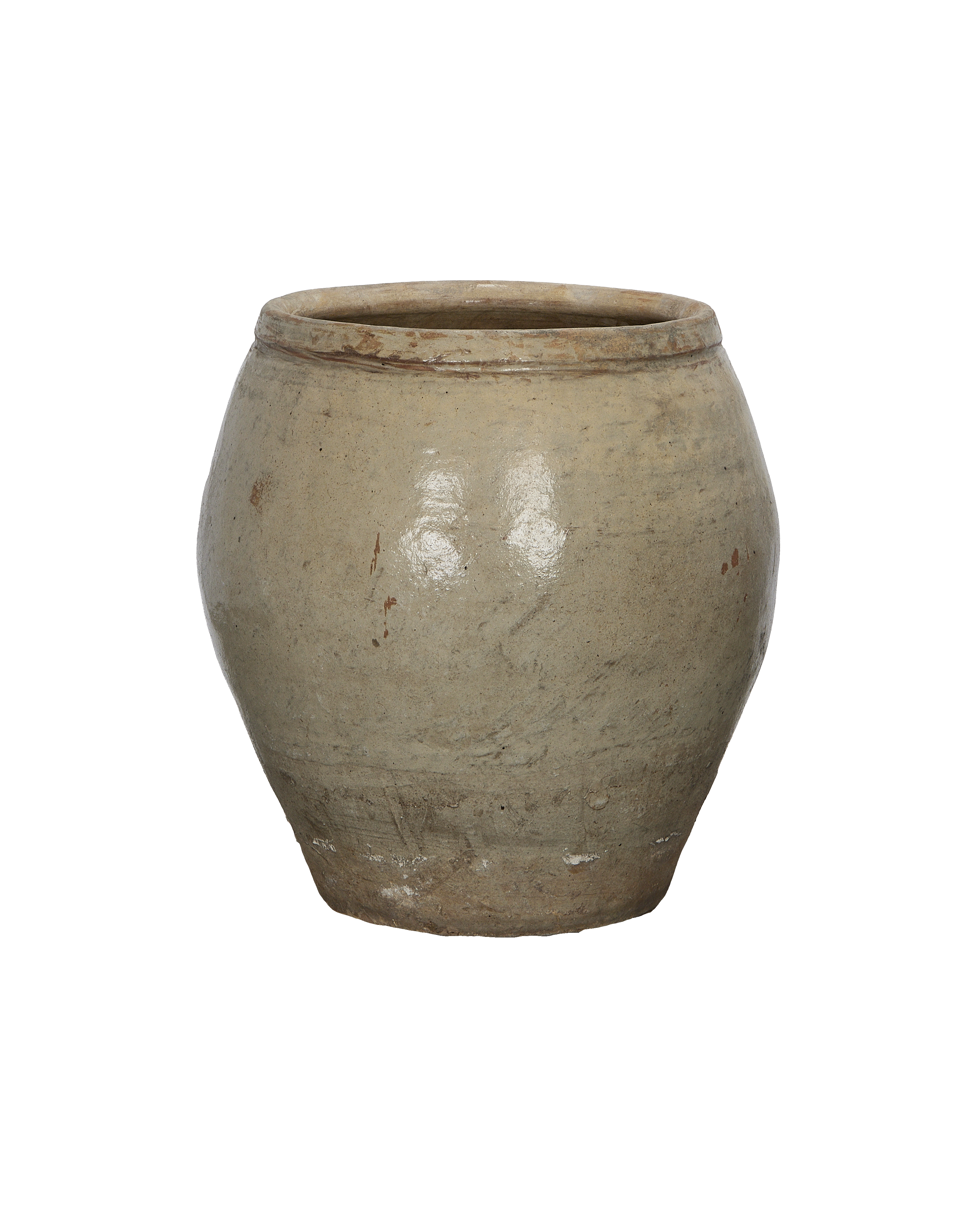Vintage Chinese Plum Planter, unglazed oak ceramic, showing rough natural surface texture.