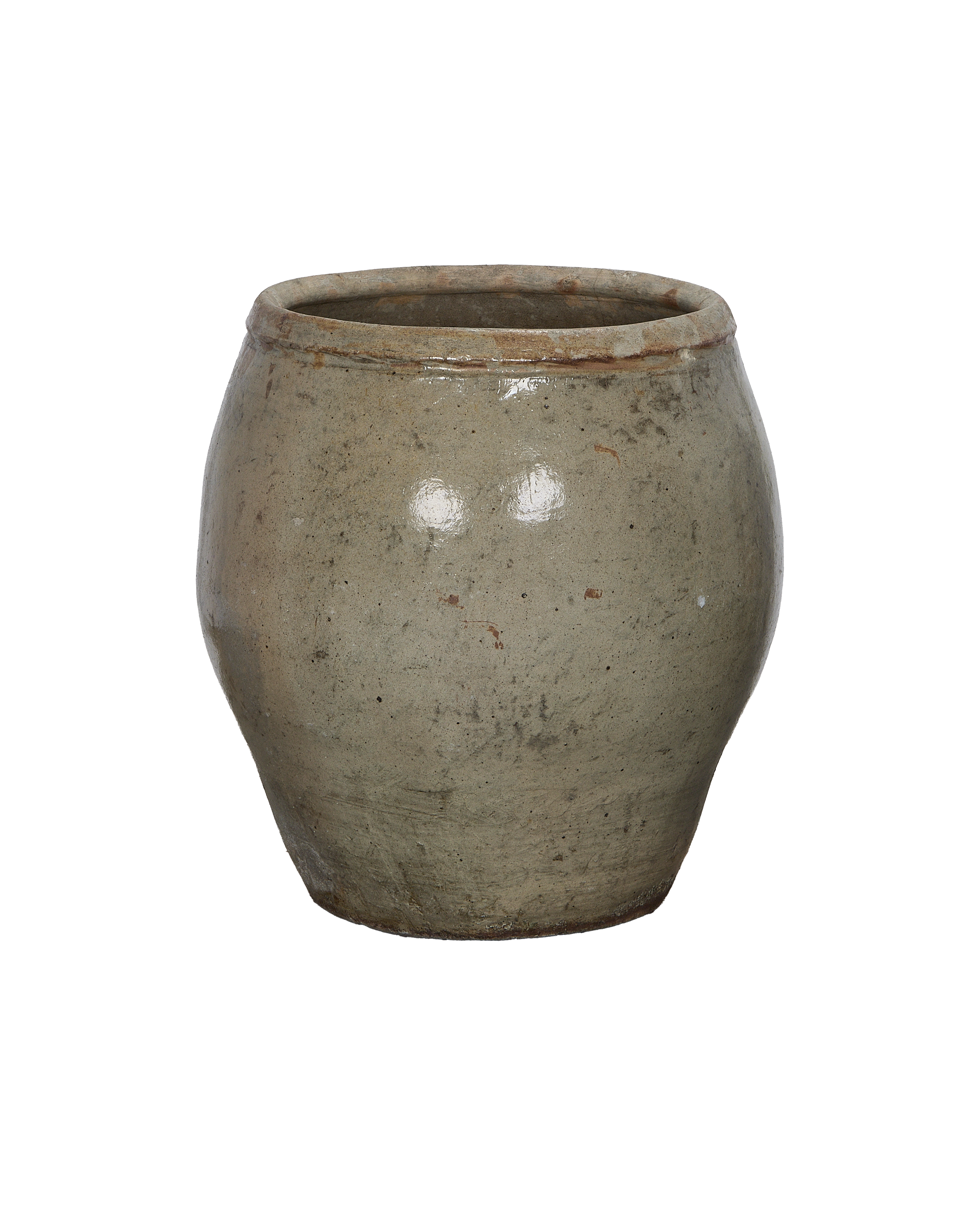 Vintage Chinese plum planter in unglazed oak, showcasing its rustic texture and natural patina.