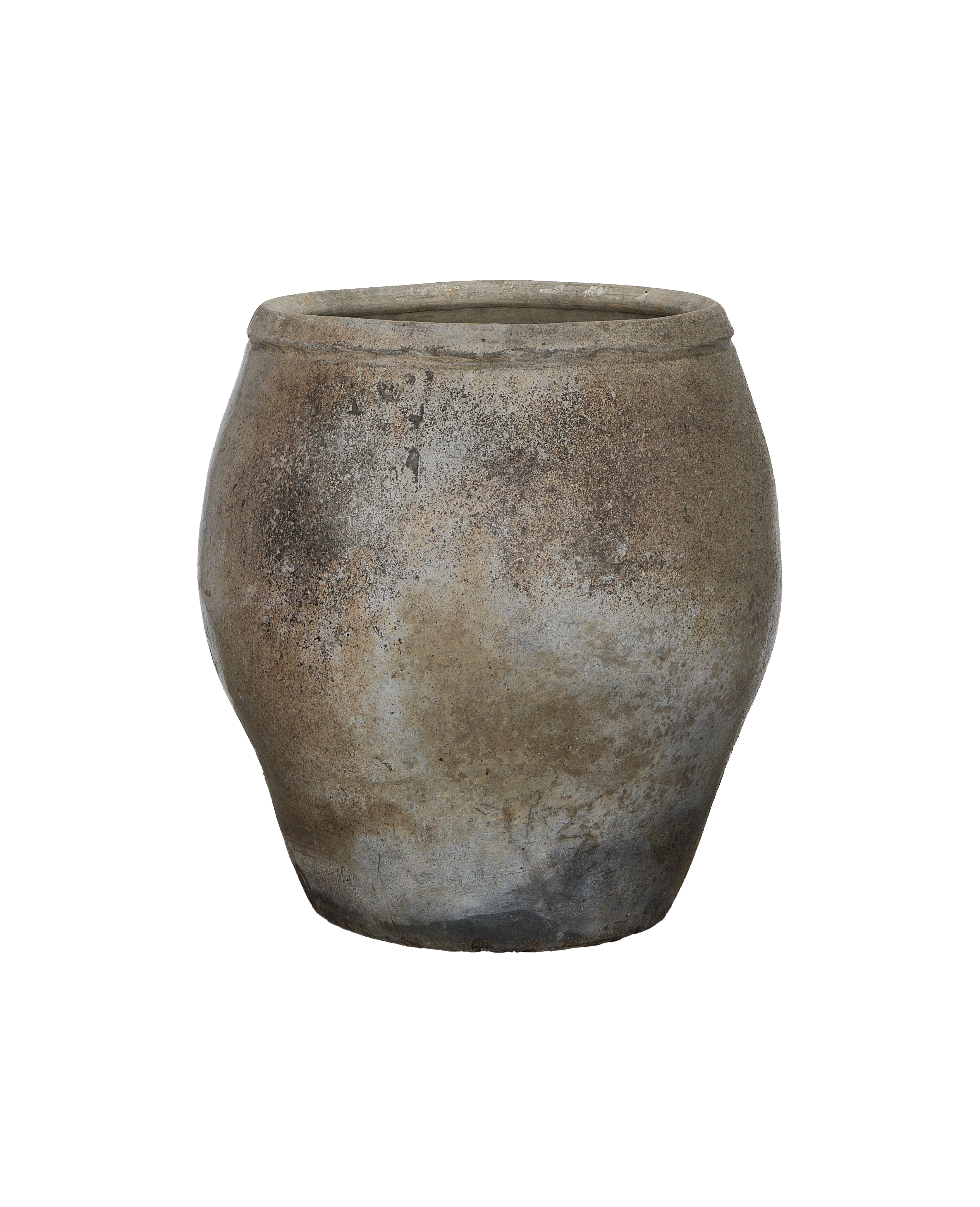 Vintage Chinese plum planter, oak, showing mottled aged texture on curved sides.