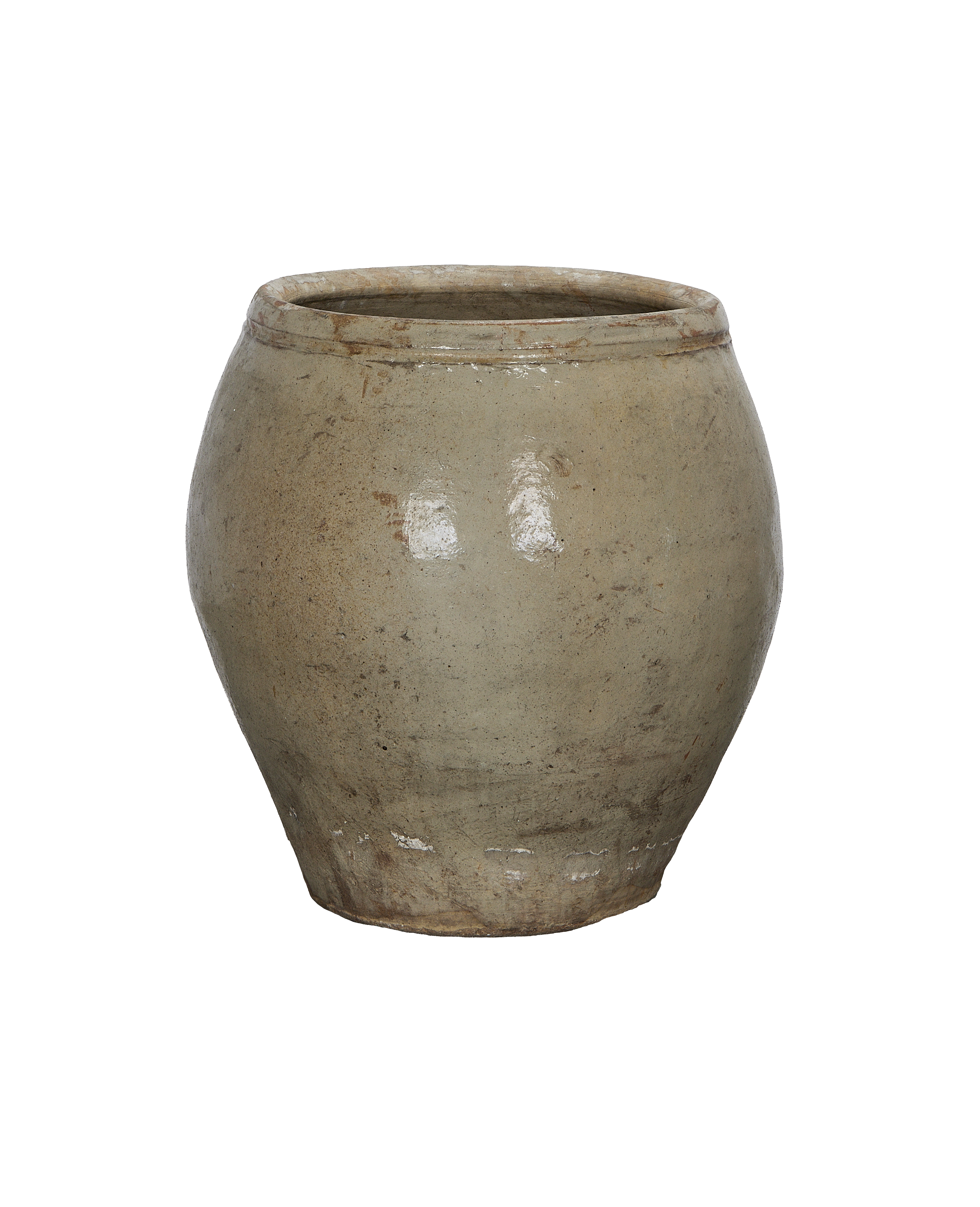 Vintage Chinese plum planter, oak, showing its textured, aged material and rim detail.