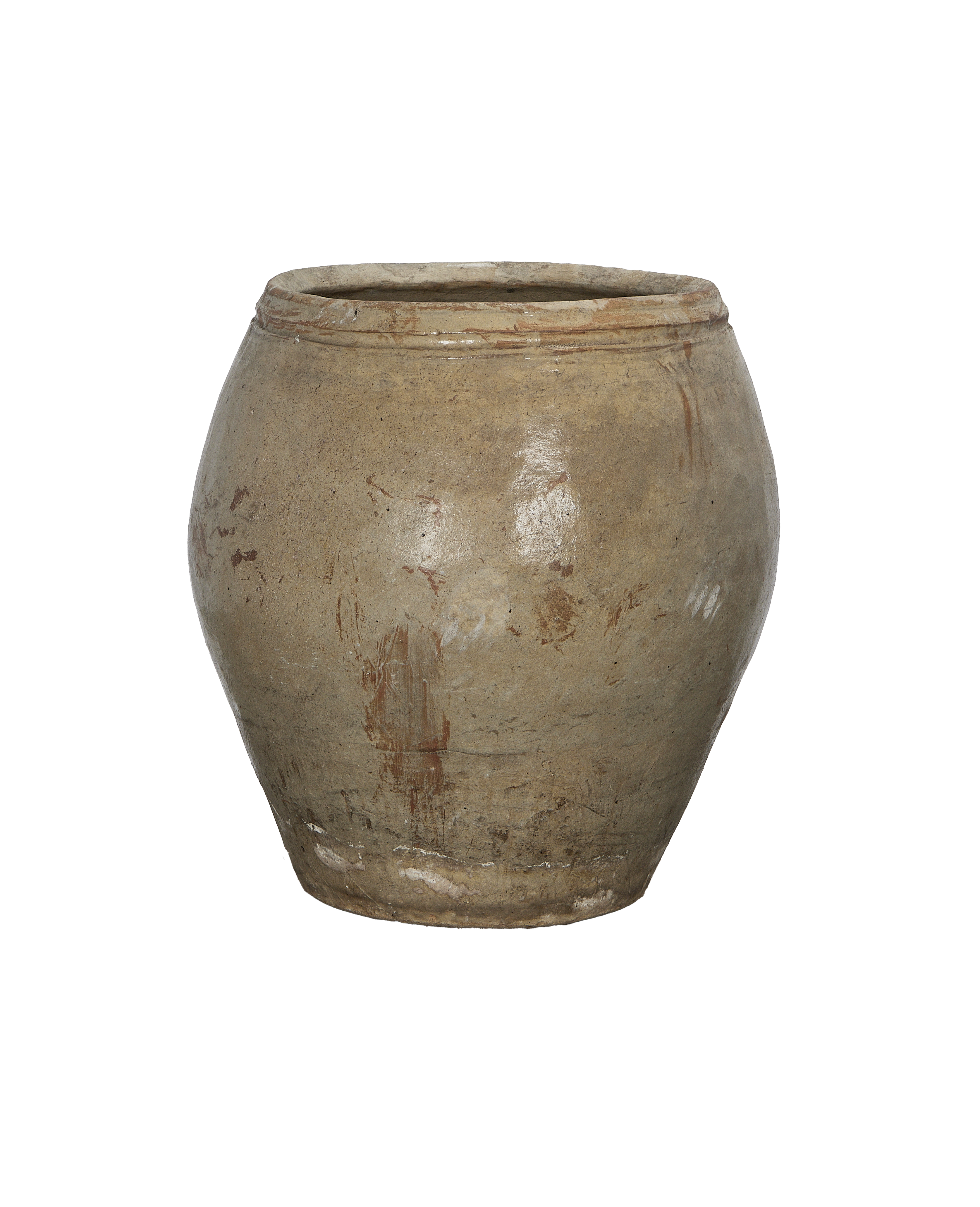 Vintage Chinese plum planter, oak, with weathered texture and antique patina.