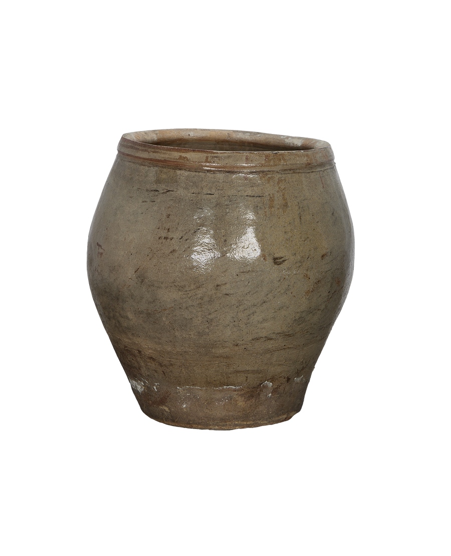 Vintage Chinese Plum Planter, OAK, detailed view of textured weathered gray surface.