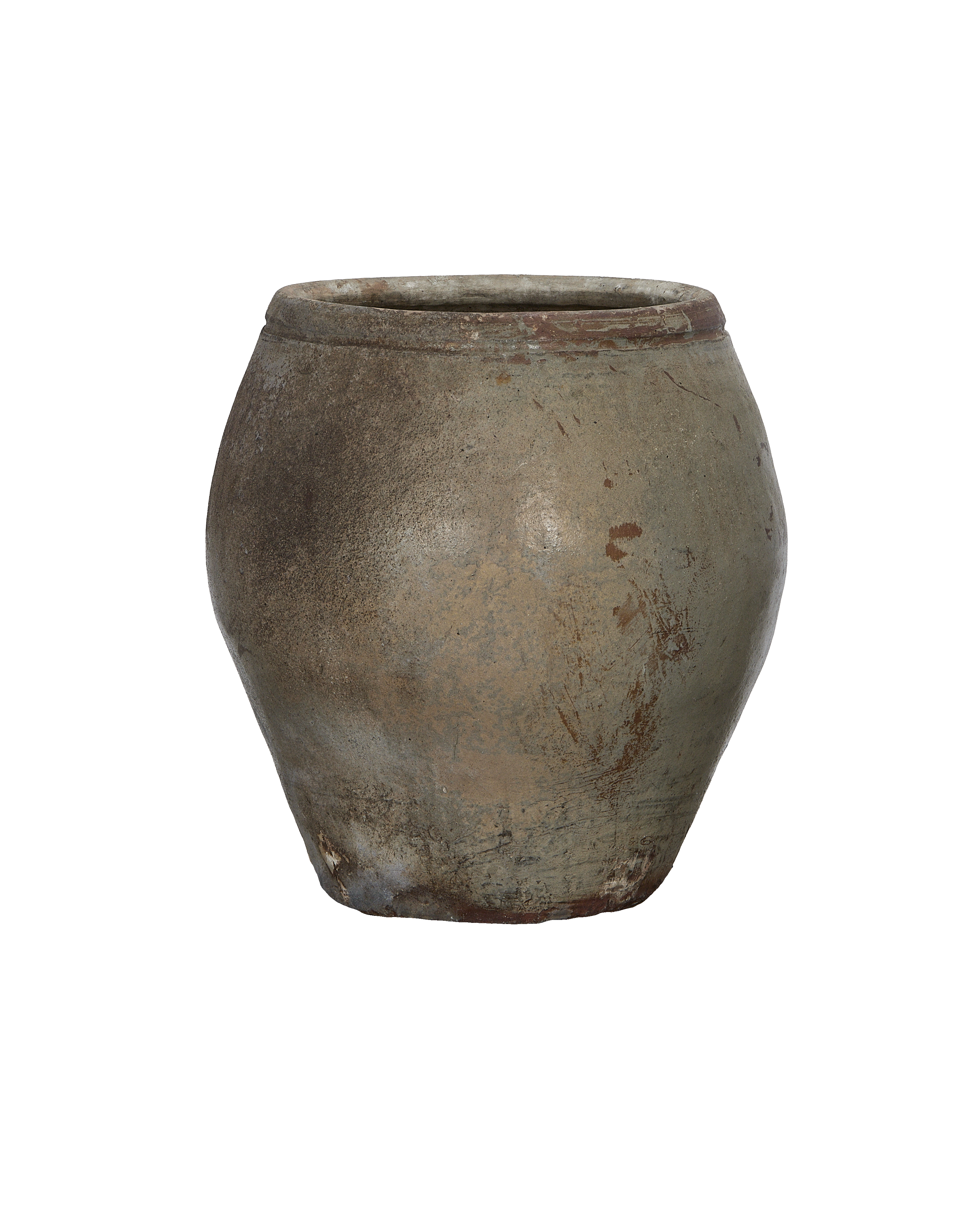 Vintage Chinese Plum Planter, side view showcasing weathered oak texture and subtle patination.