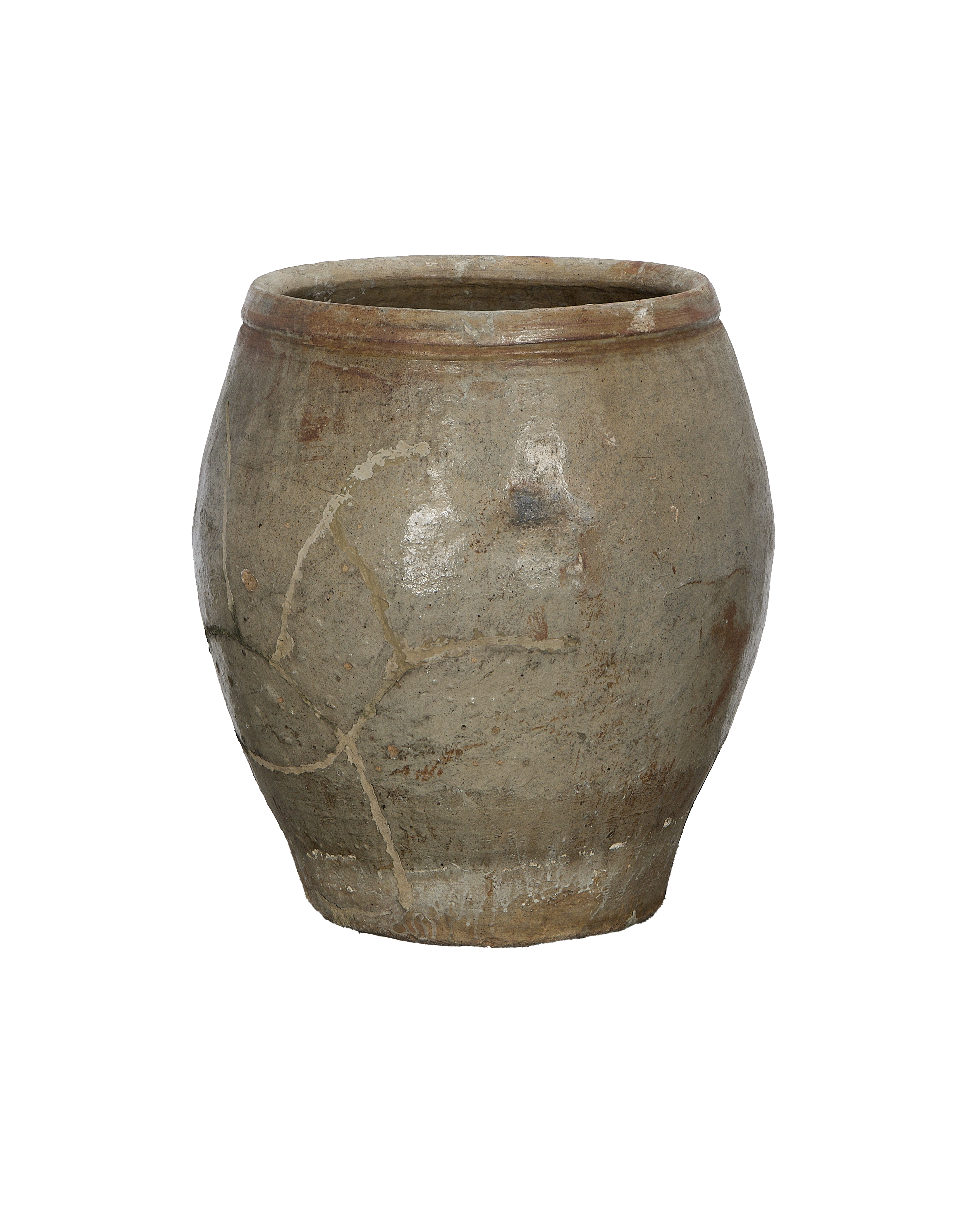 Vintage Chinese plum glaze OAK planter, showing natural cracks and distressed finish.