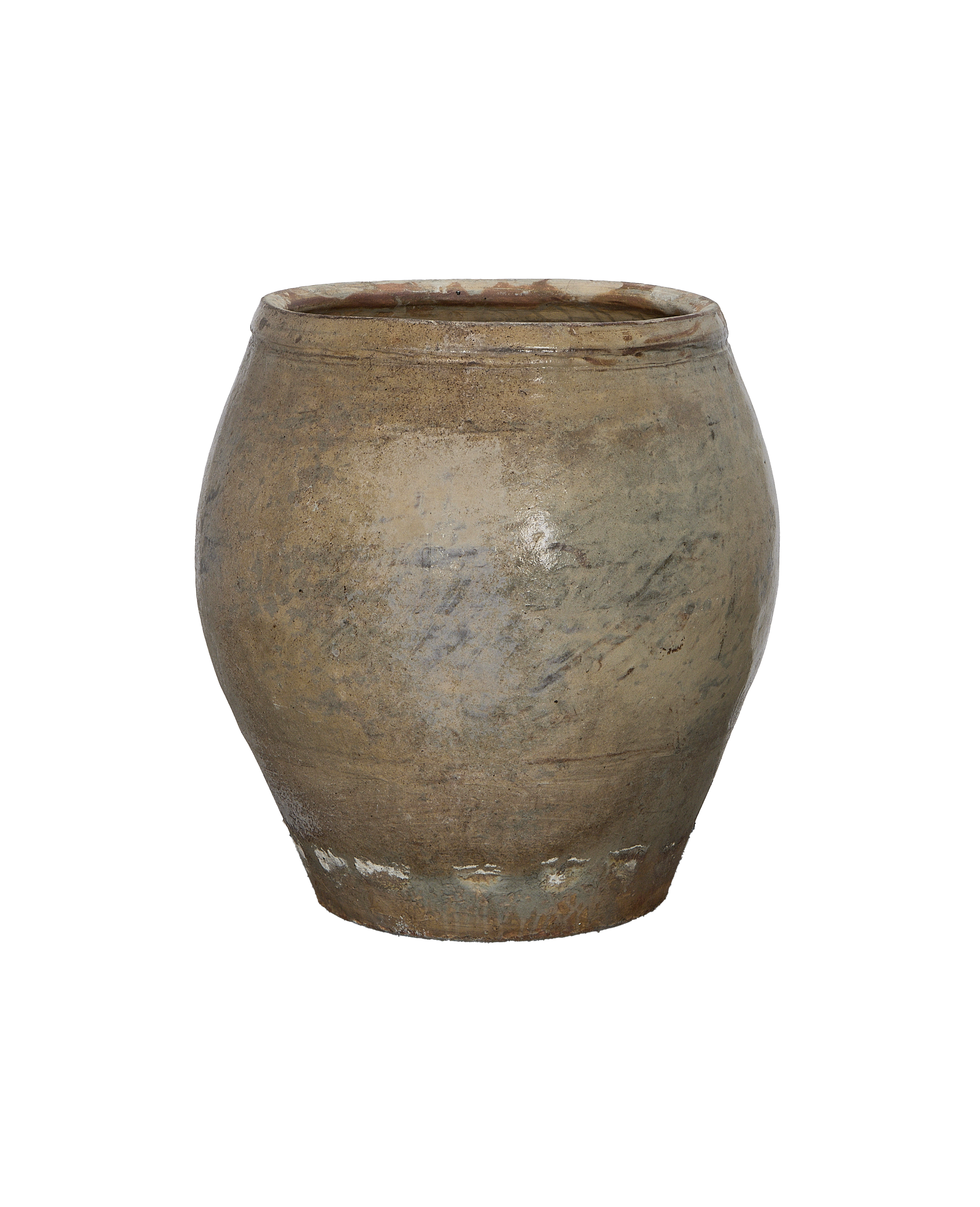 Vintage Plum Planter from China, showcasing distressed glaze texture and condition.