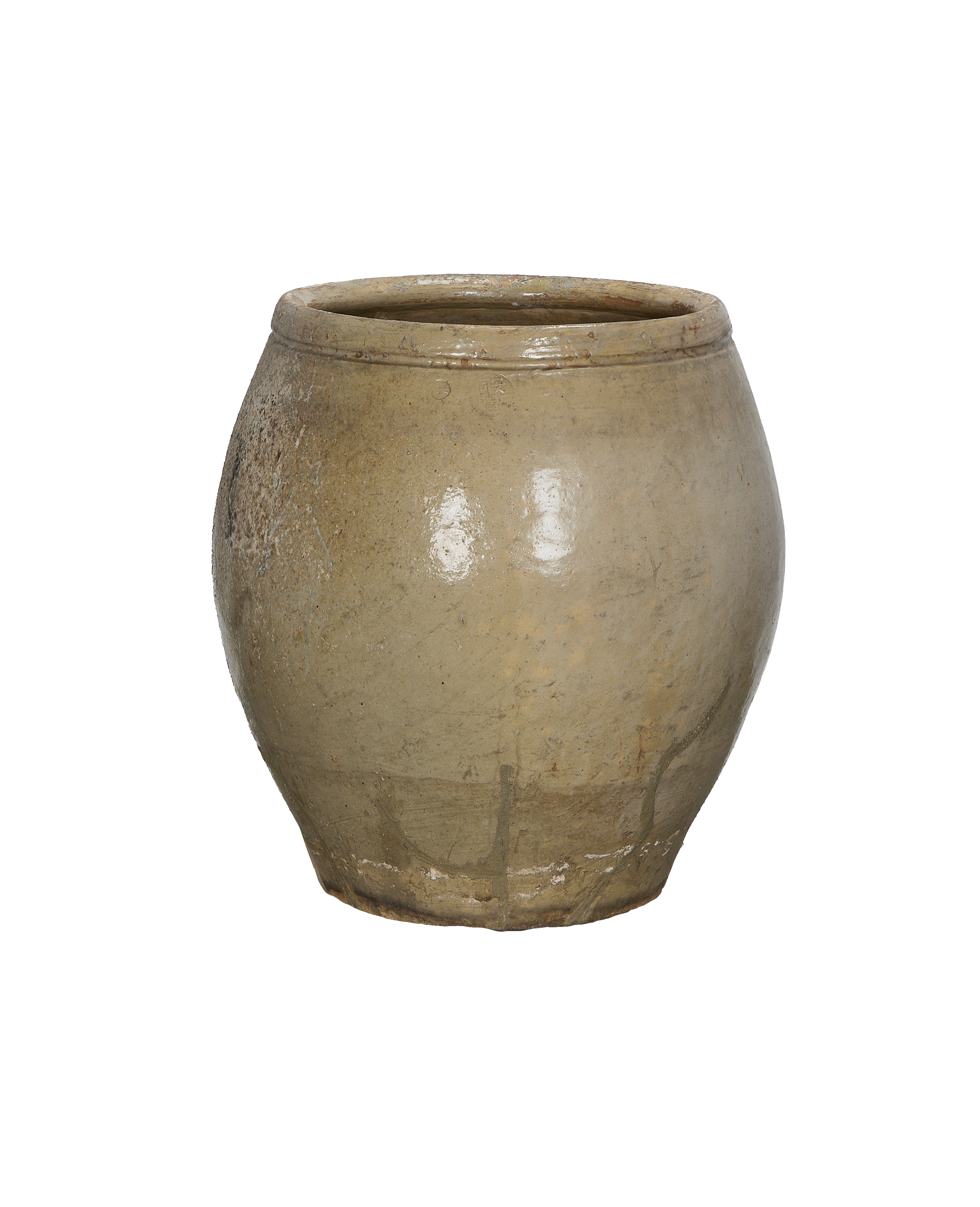 Vintage Chinese Plum Planter, OAK, showing subtle glaze variation and texture.