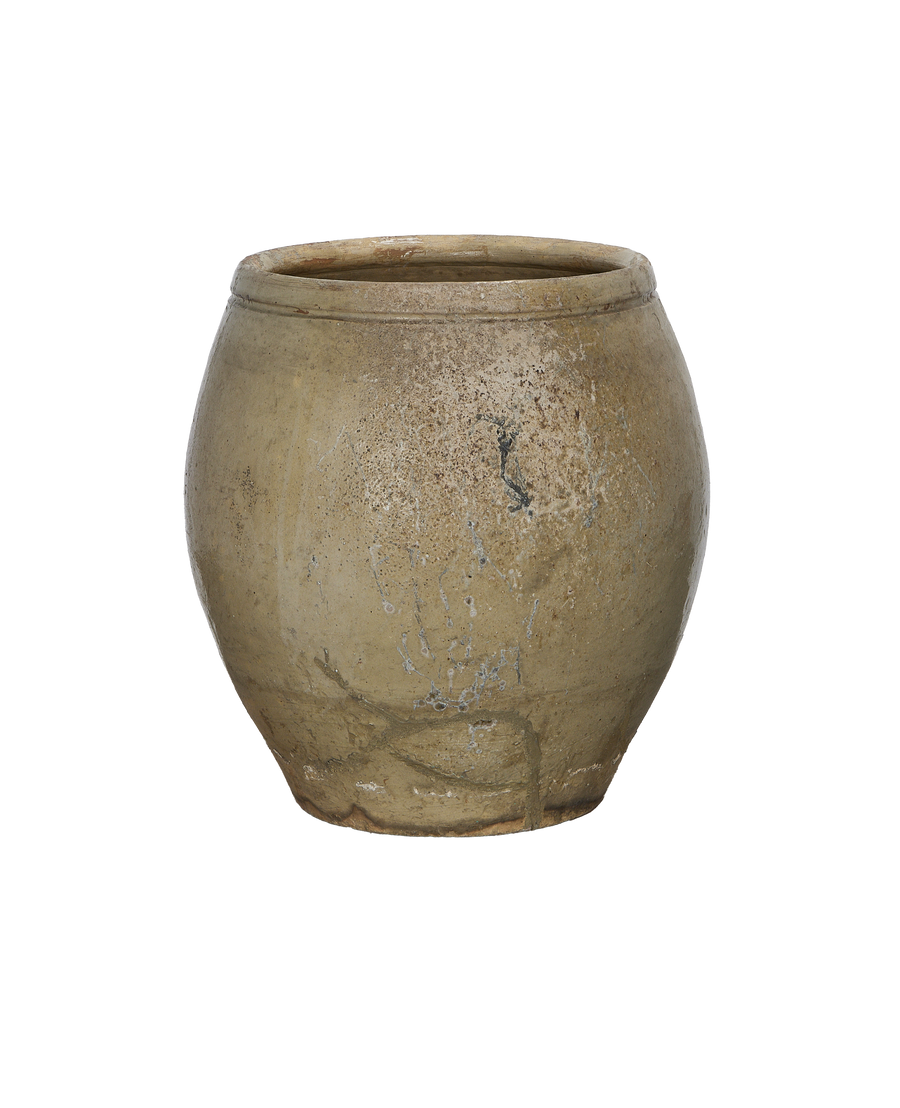 Vintage Chinese oak plum planter, antique rustic texture with weathered finish.