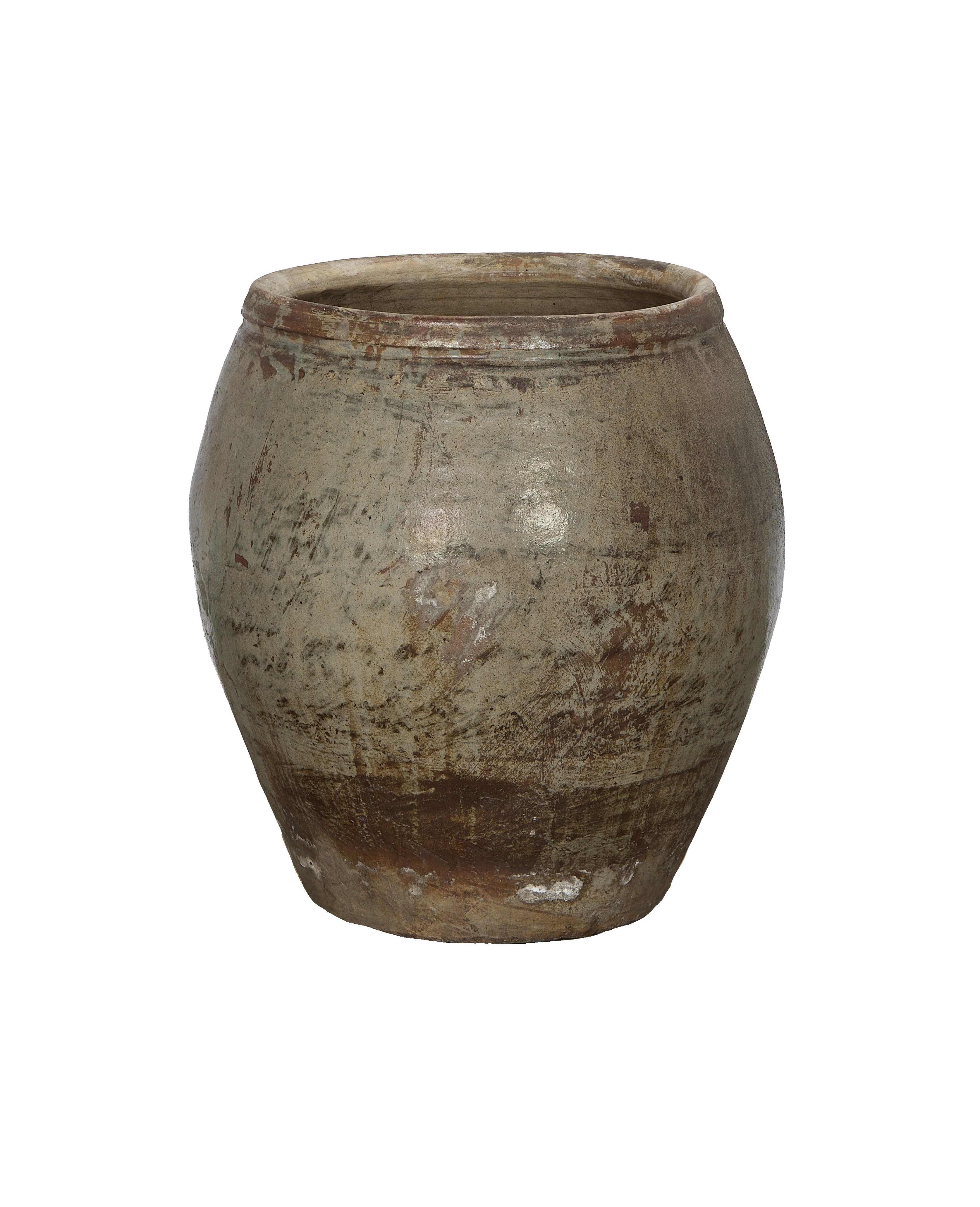 Vintage Chinese Plum Planter, angled view showcasing aged distressed texture.