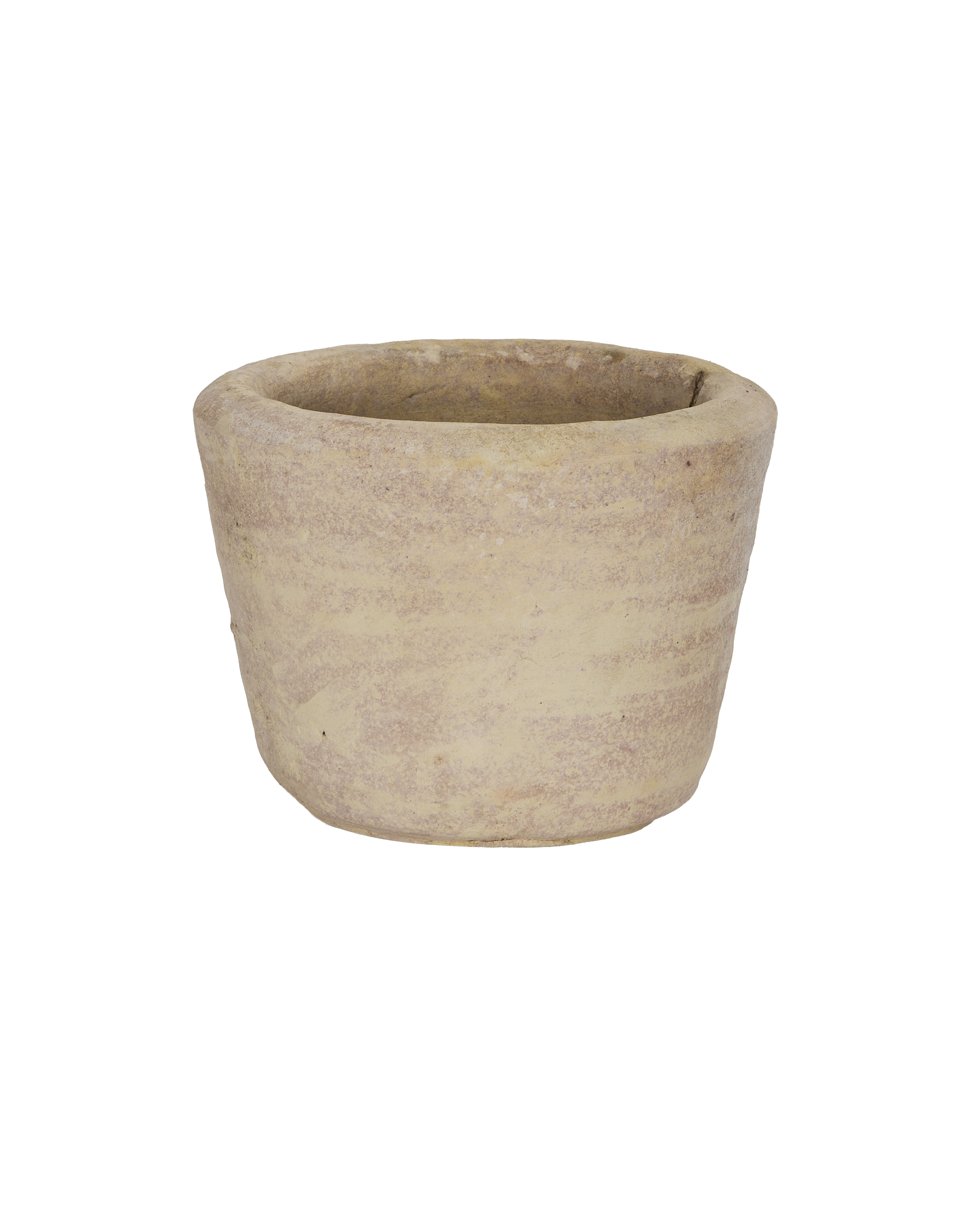 Vintage French Orangerie Pot, pale beige terracotta with rough, weathered texture.