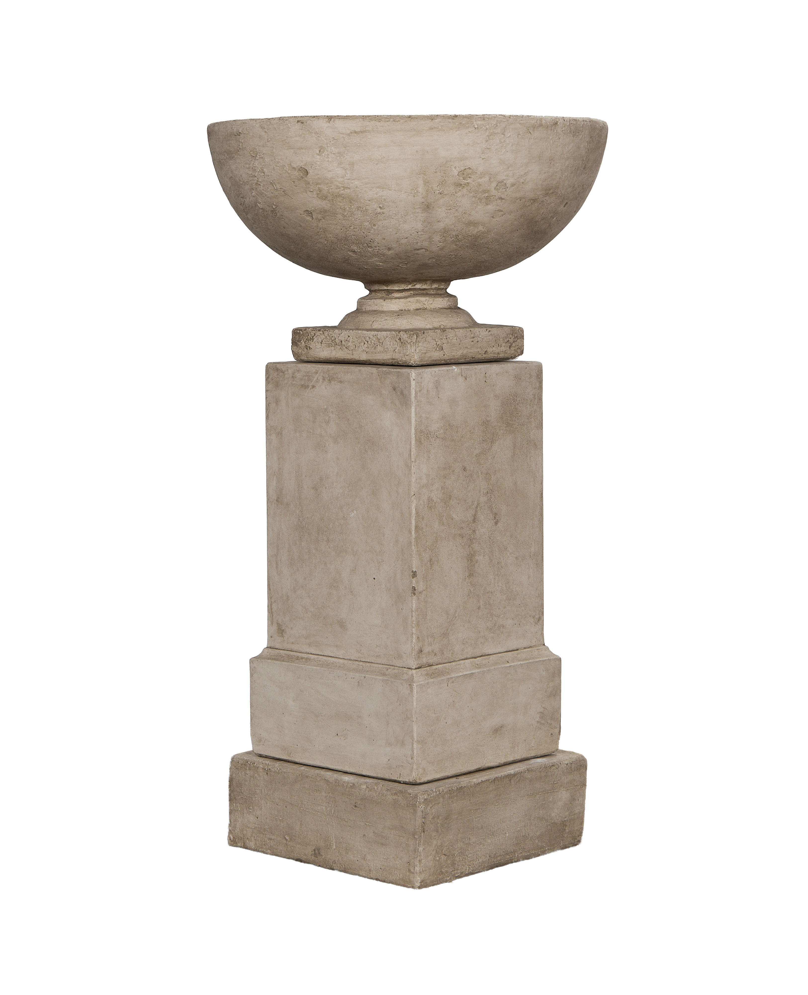 Luberon Pedestal Fountain, cast stone, three-quarter view
