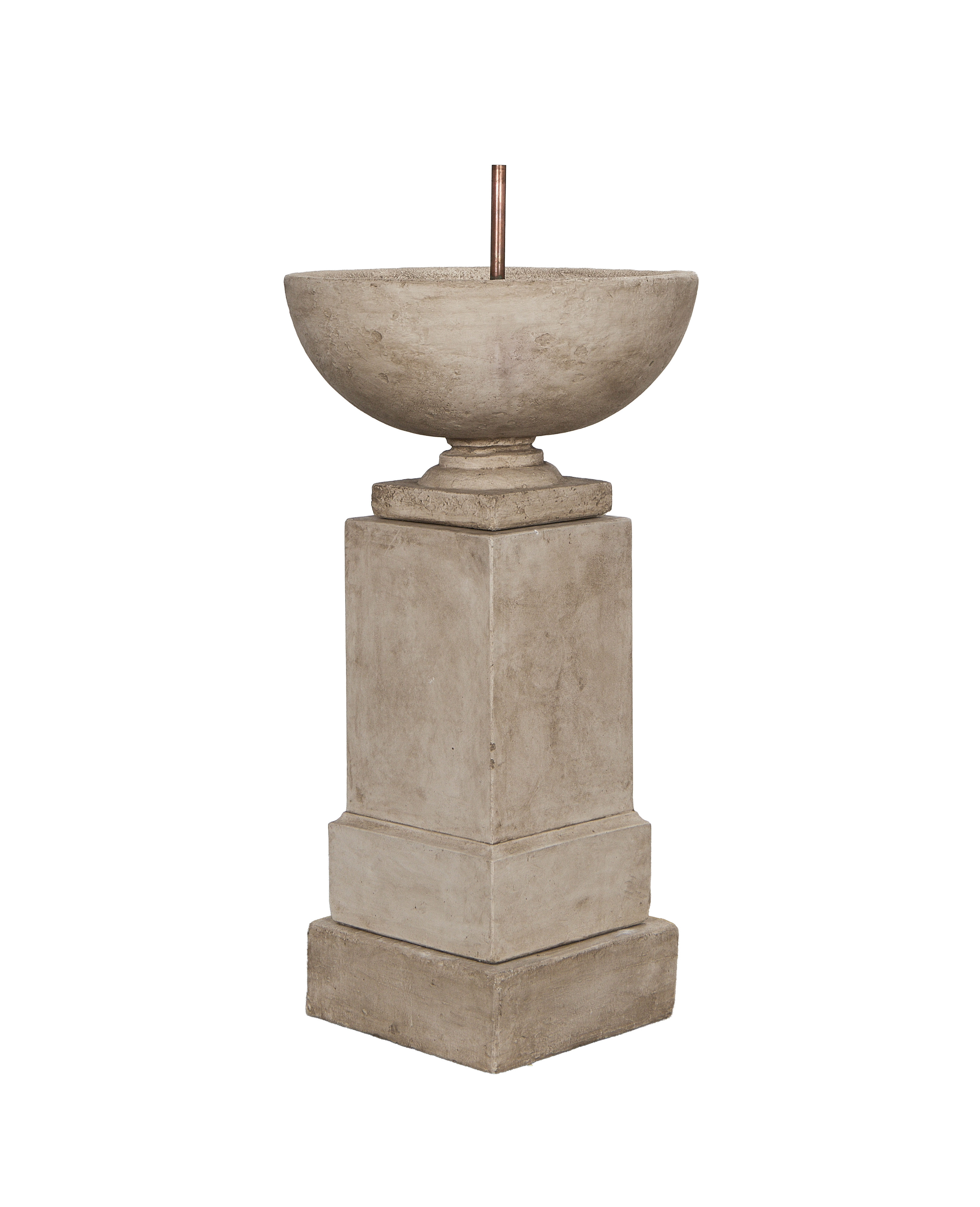 Luberon Pedestal Fountain, cast stone, three-quarter view