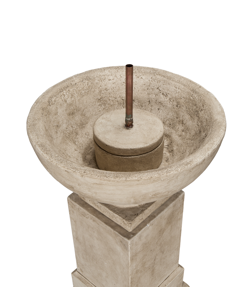 Luberon Pedestal Fountain, cast stone, overhead view