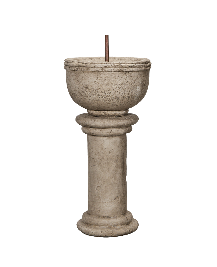 Tivoli Pedestal Fountain, cast stone, front view