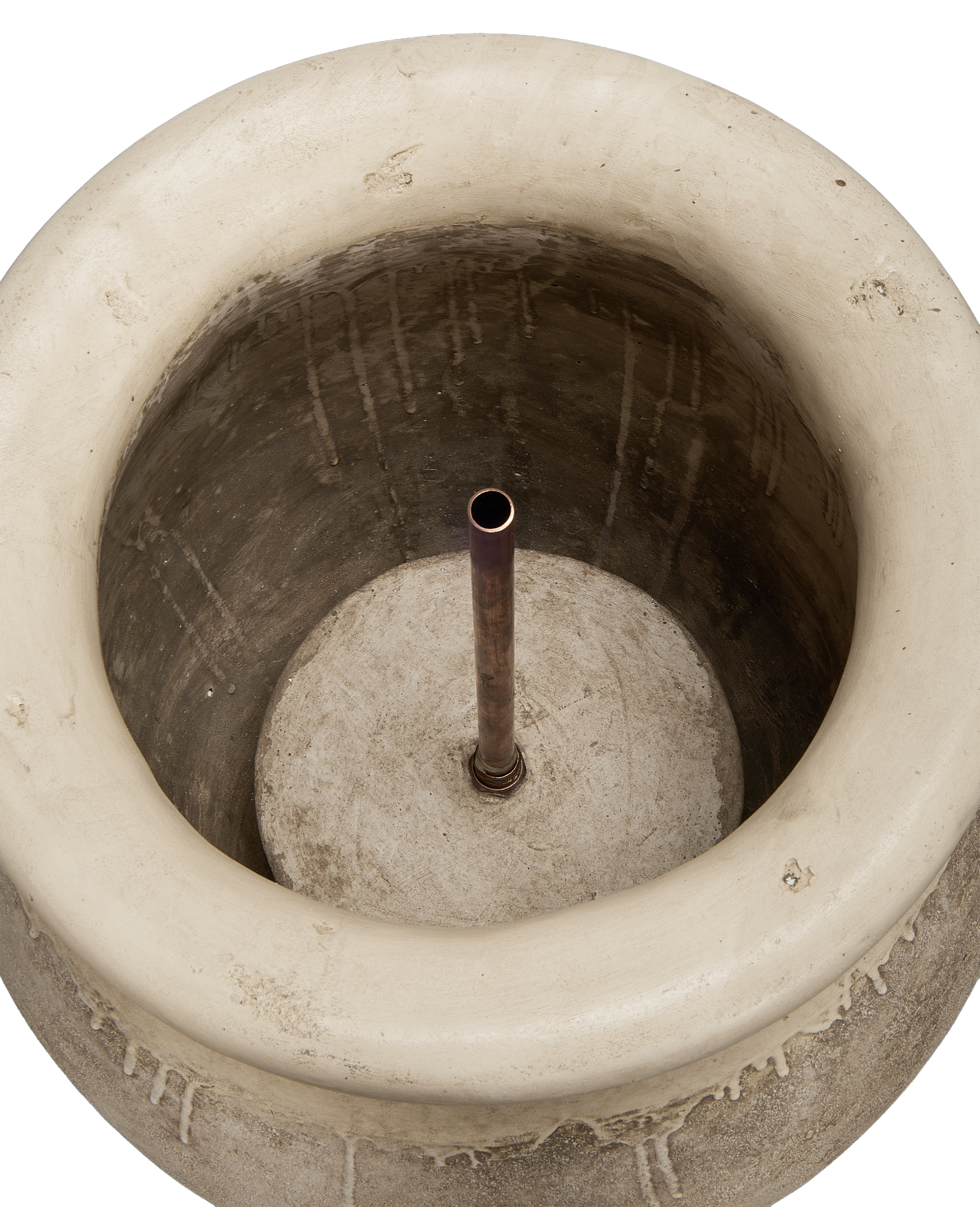 Cast Aubergine Fountain, cast stone, overhead view