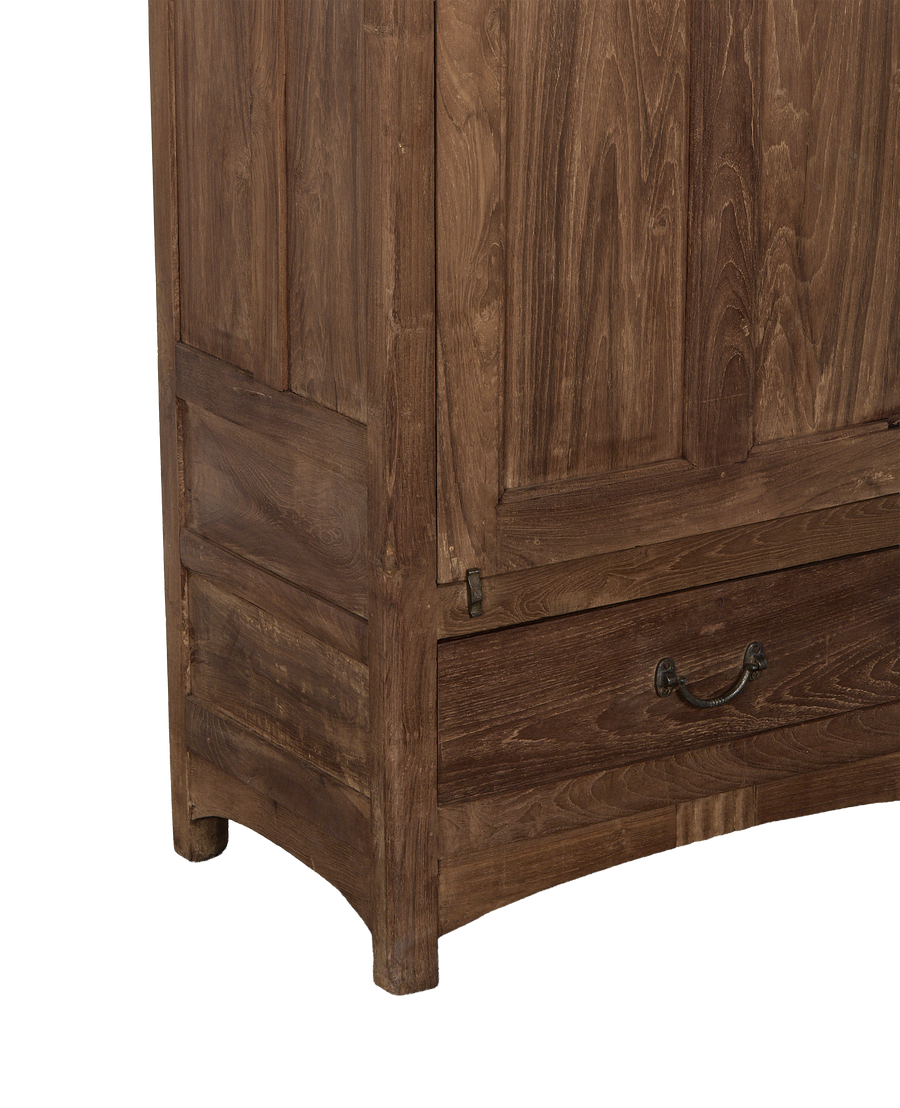 Vintage natural oak wood cabinet, bottom drawer