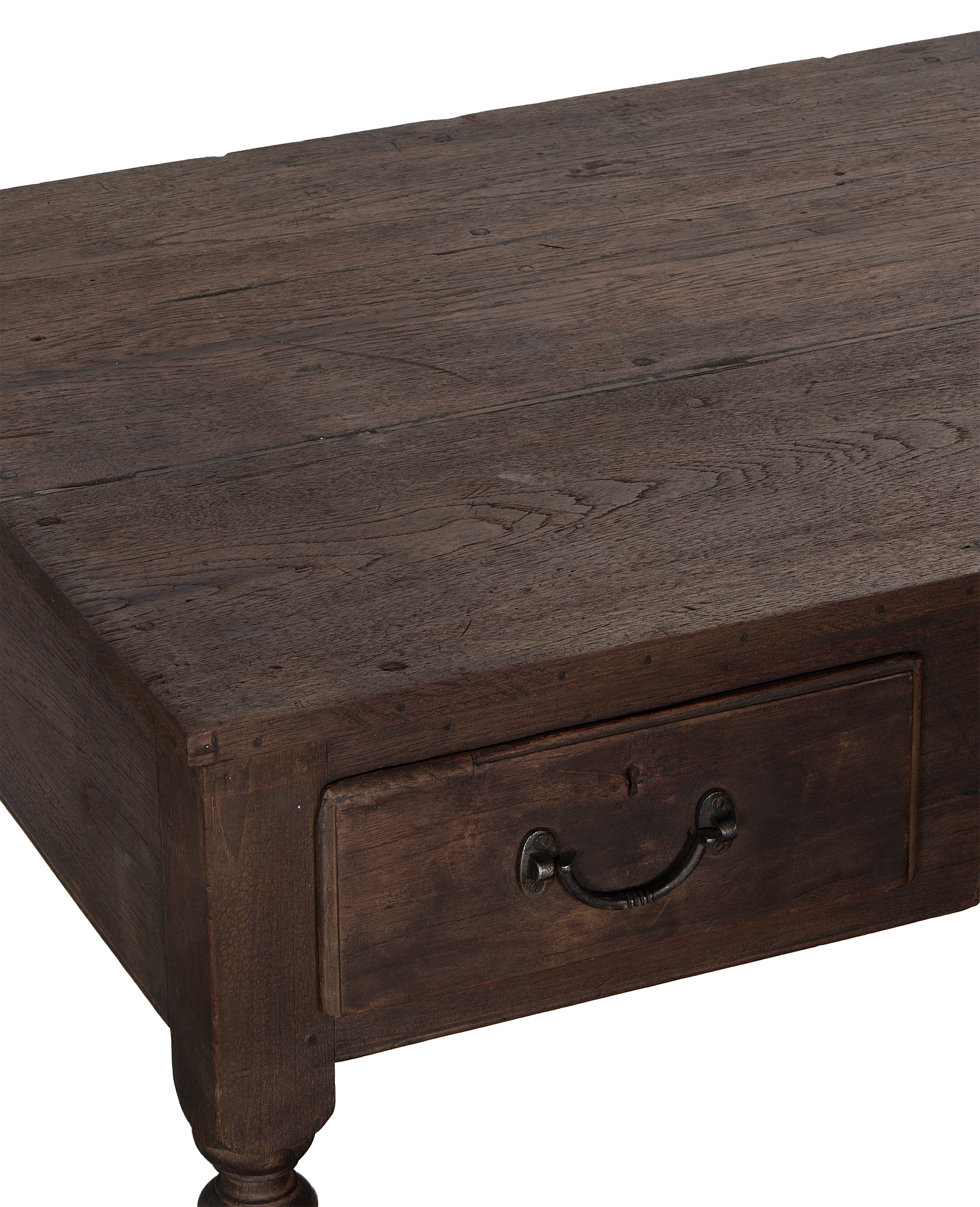 Vintage Indian oak wood desk, stained finish,