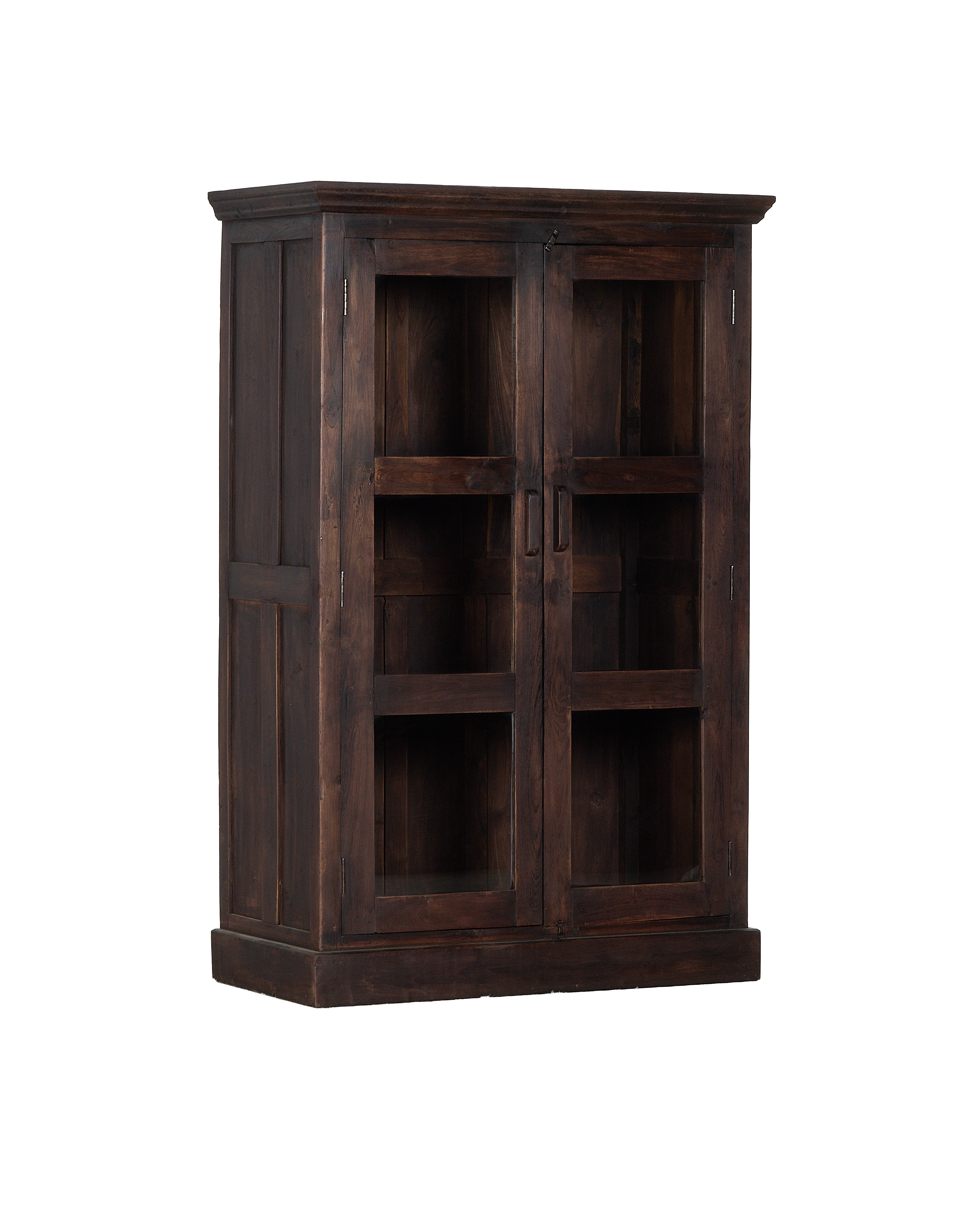 Vintage stained oak cabinet from India, showing two