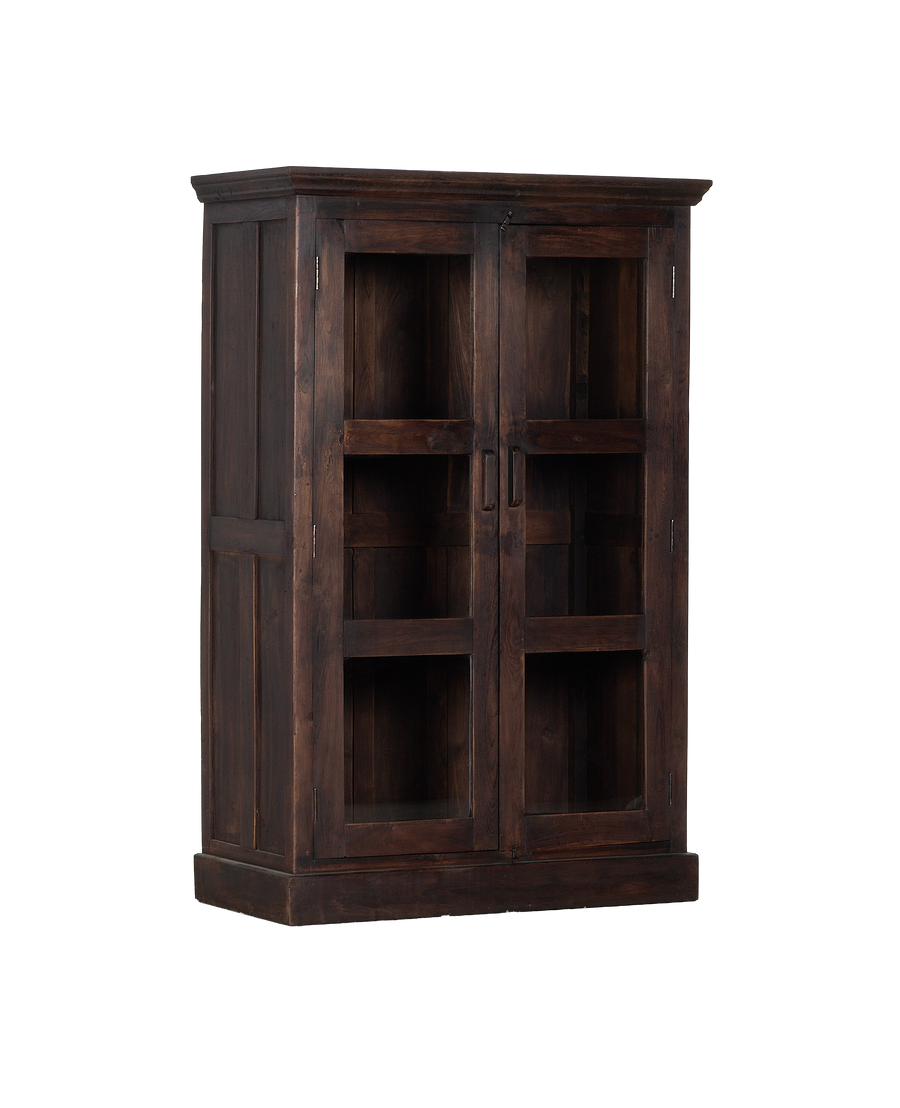 Vintage stained oak cabinet from India, showing two