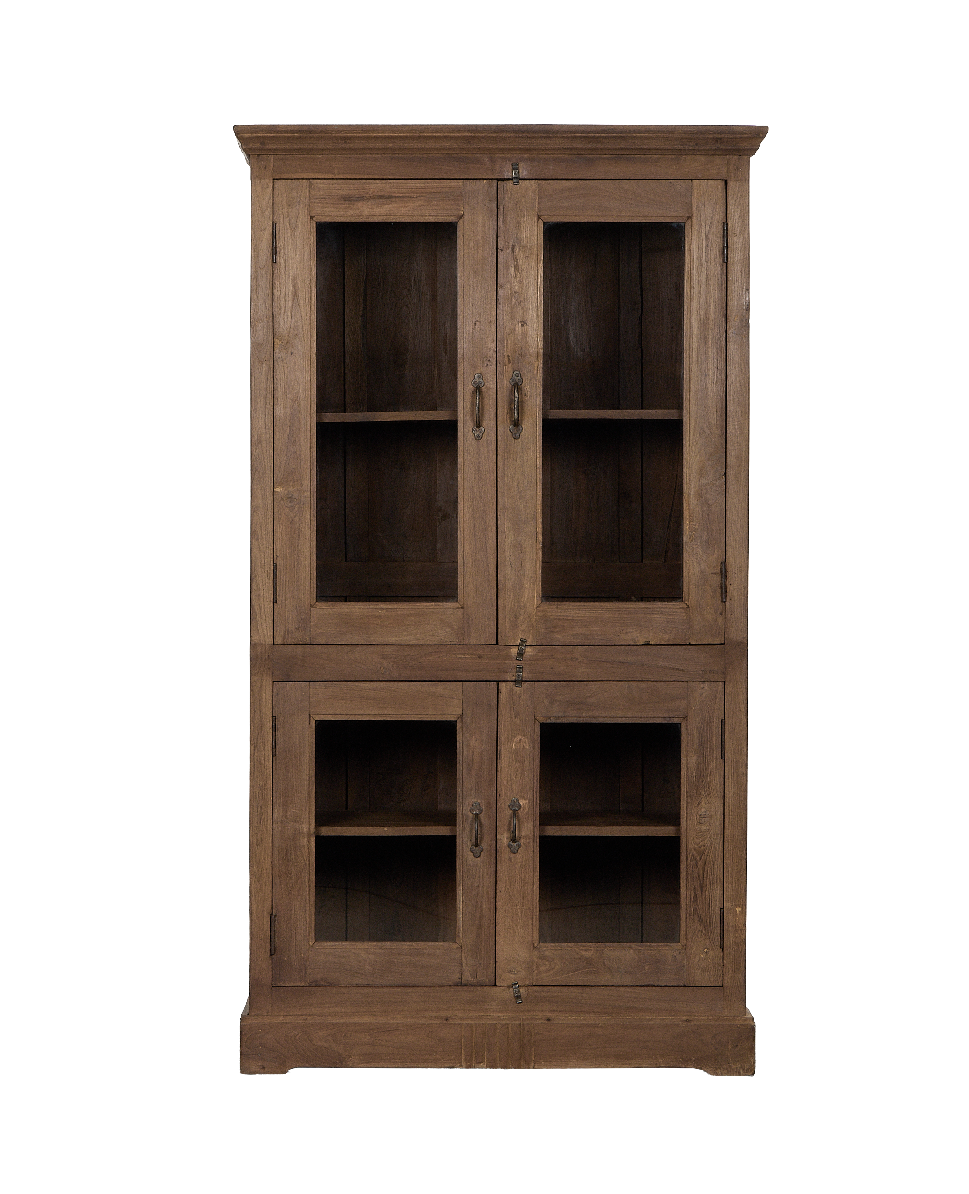 Vintage natural oak cabinet from India, four glass