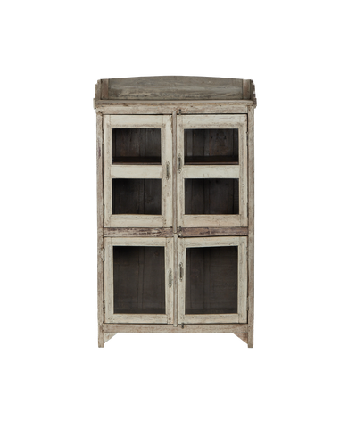 Vintage bleached oak cabinet from India with distressed