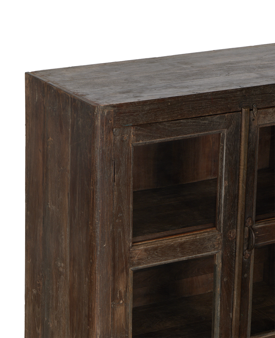 Vintage oak cabinet, close-up top right