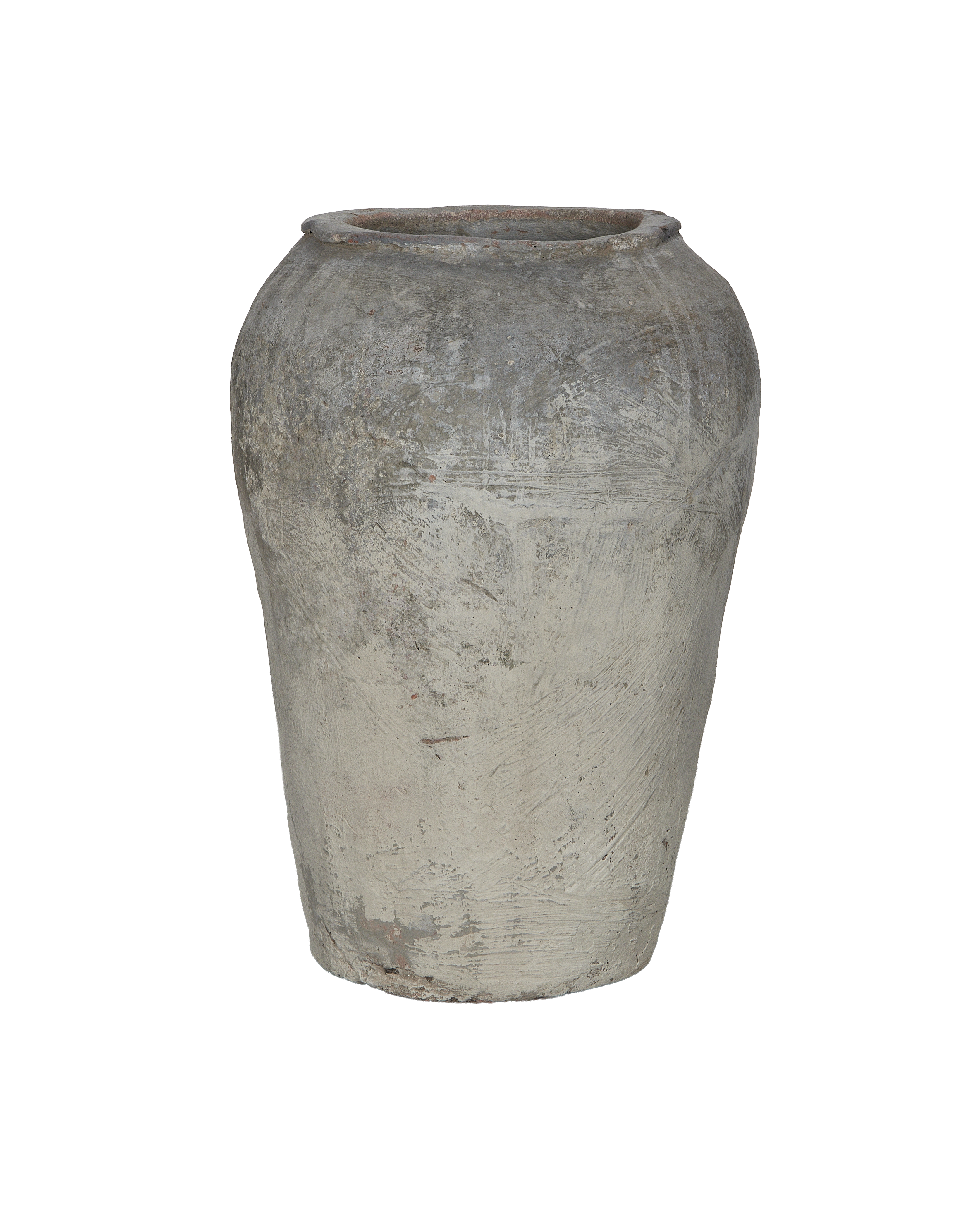 Vintage Indian grain pot, distressed light gray OAK wood, rustic texture, perfect antique decor.