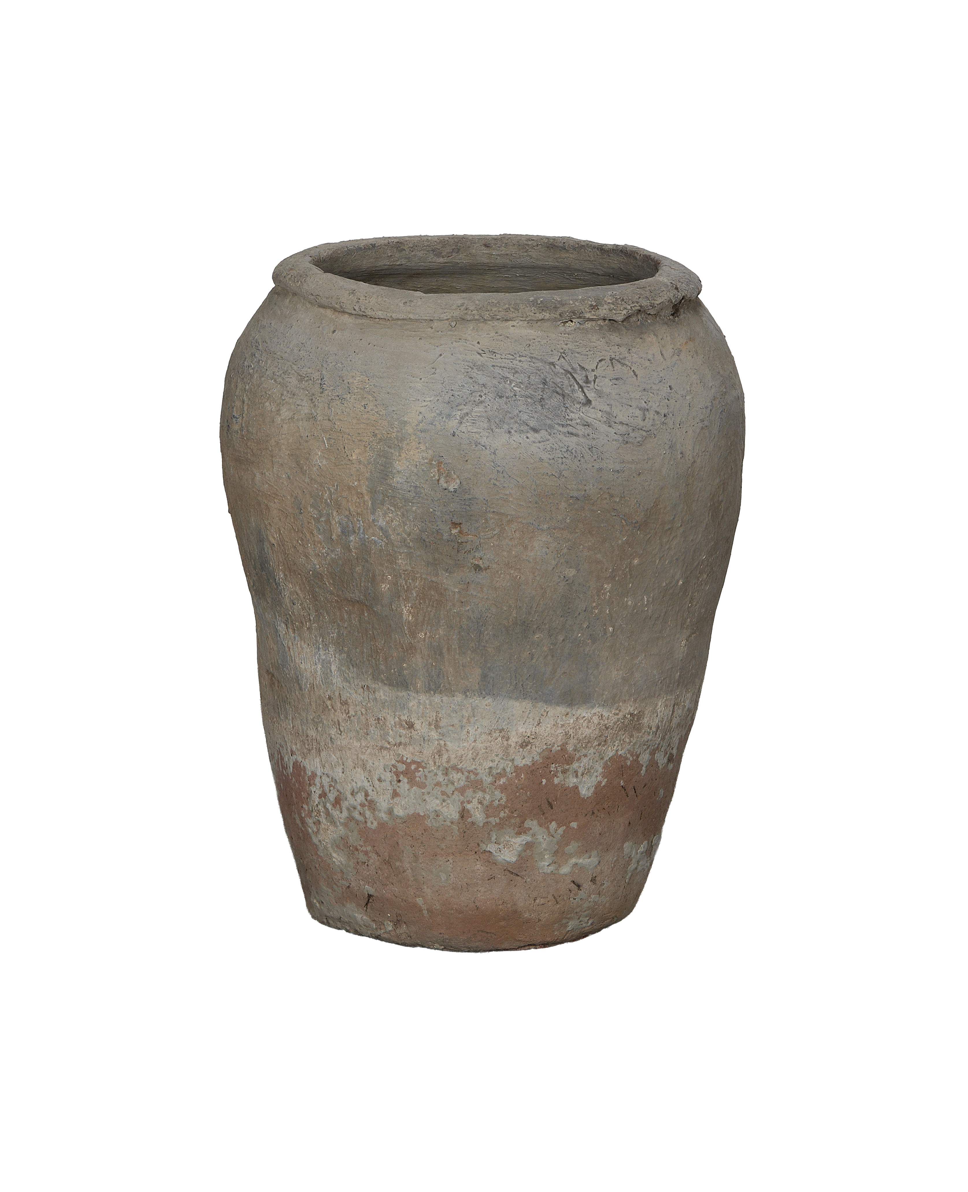 Vintage Indian terracotta grain pot, full