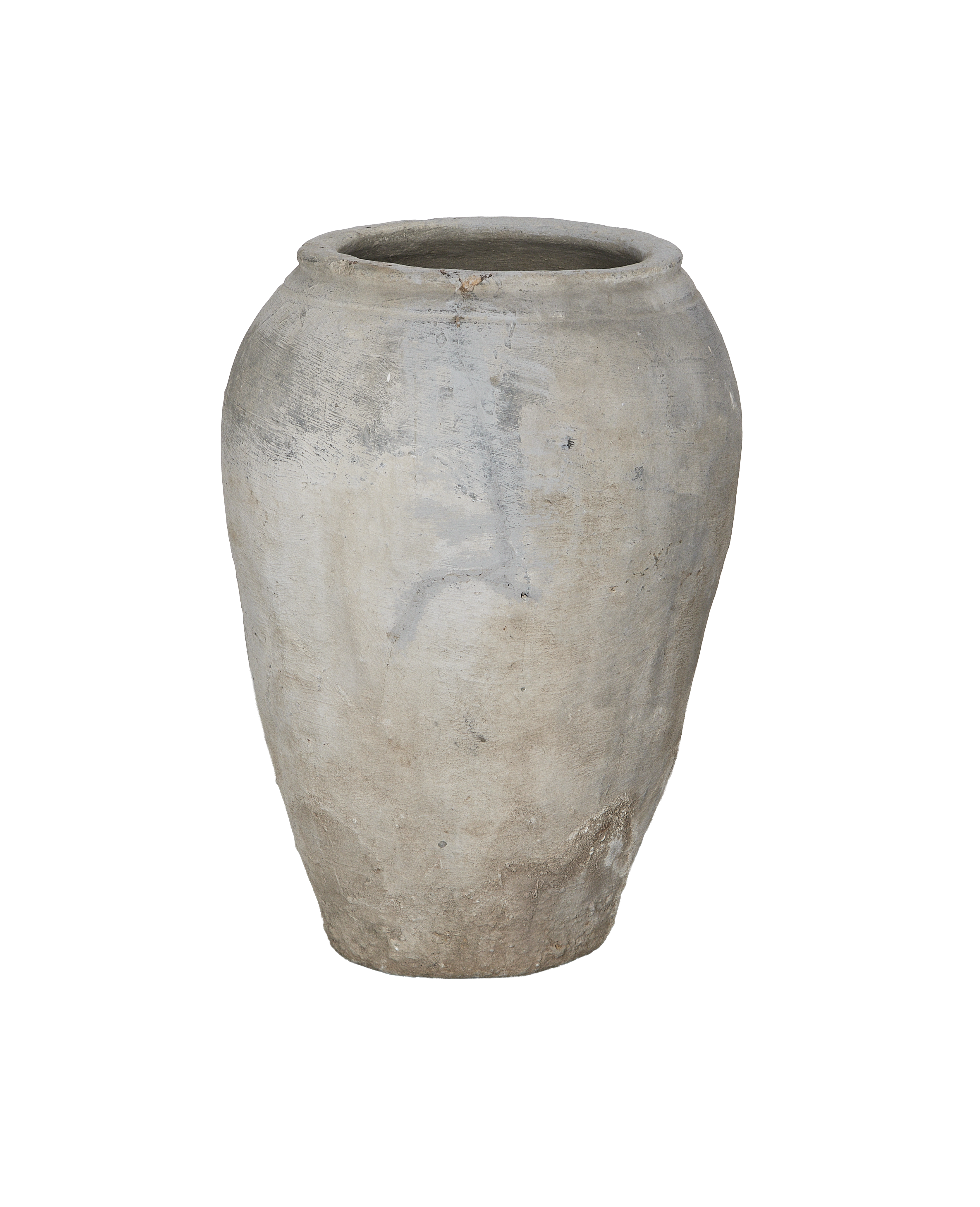 Vintage Indian gray grain pot, distressed clay