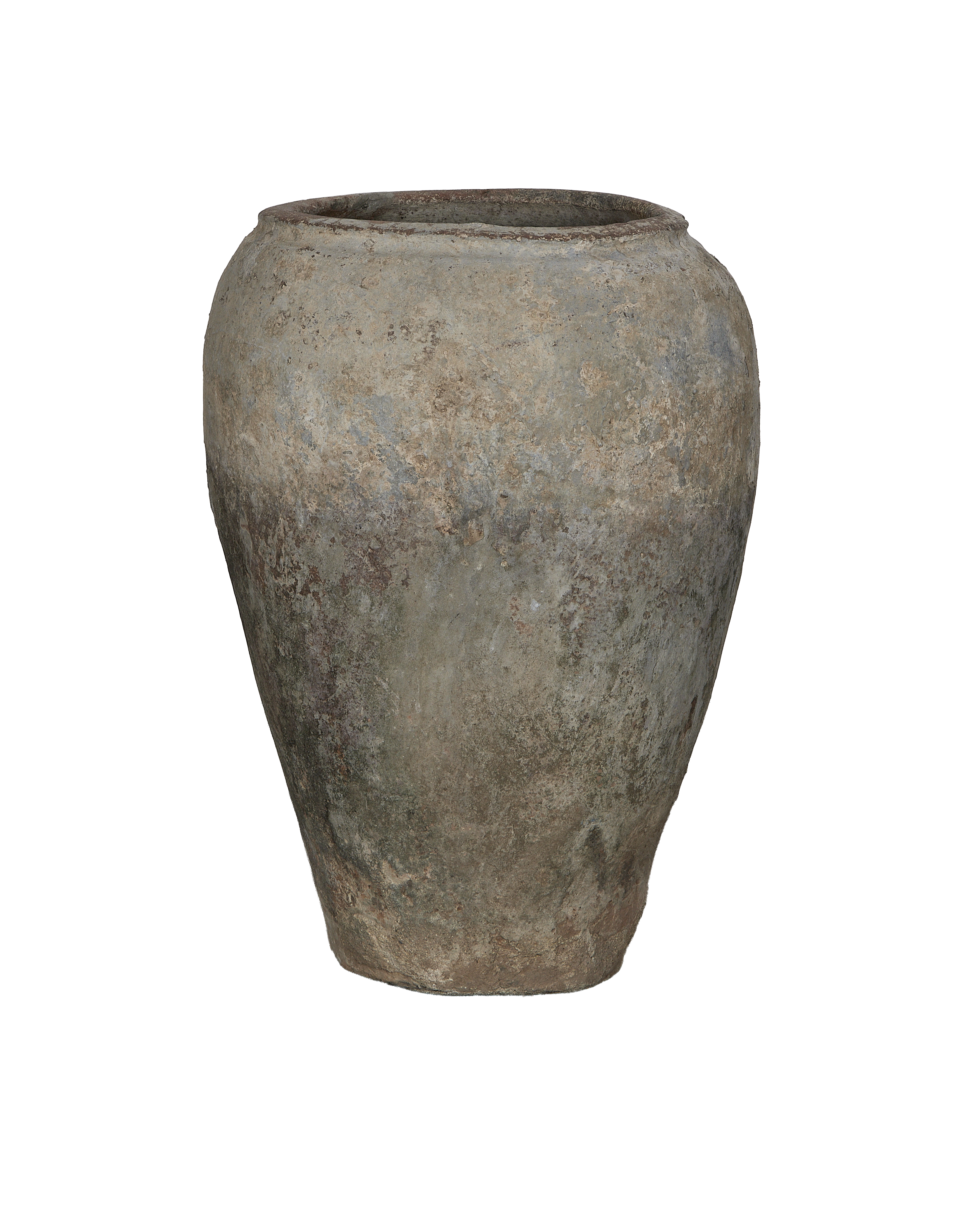 Vintage Indian grain pot, oak, showing unique aged texture and