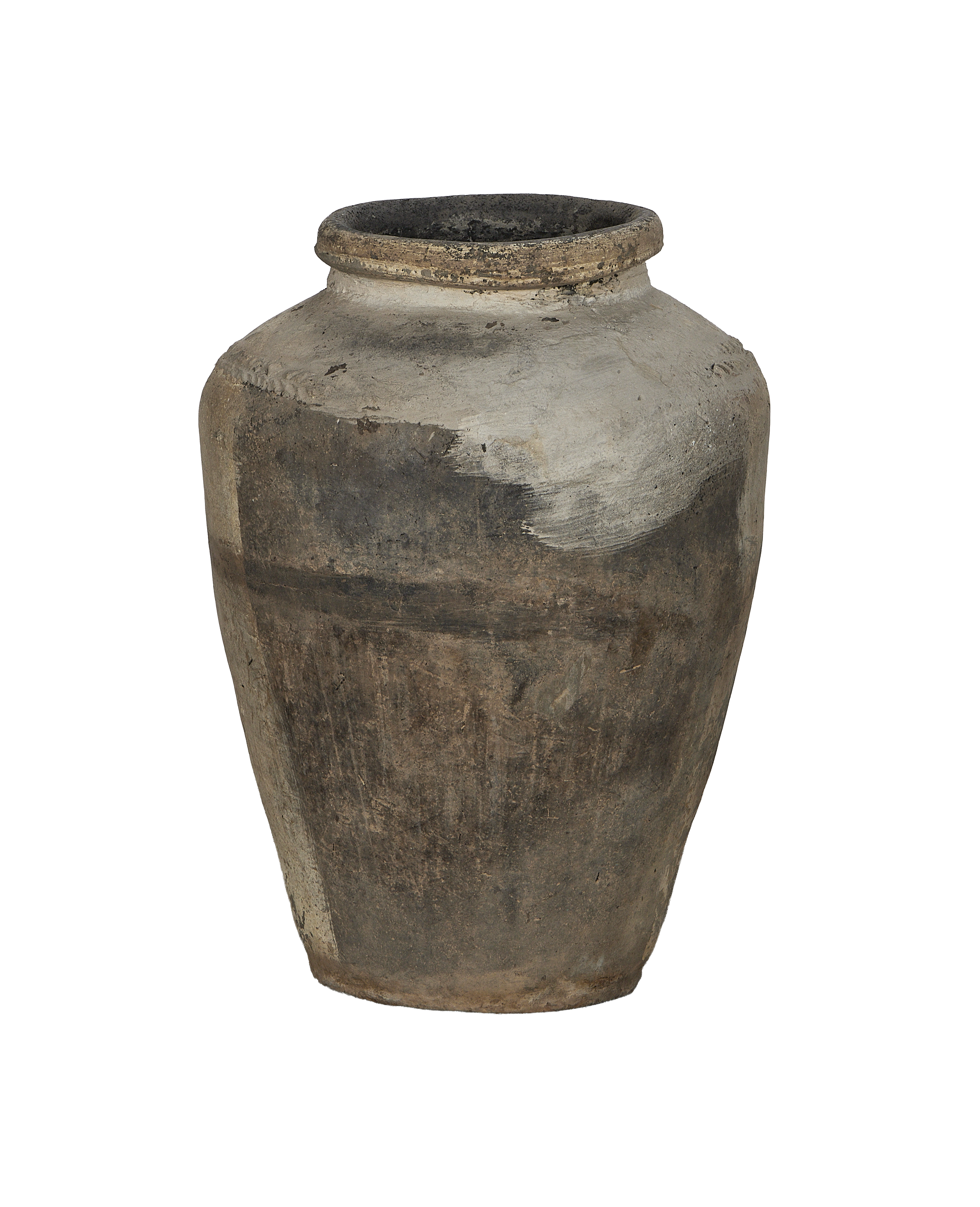 Vintage Indian grain pot, close-up