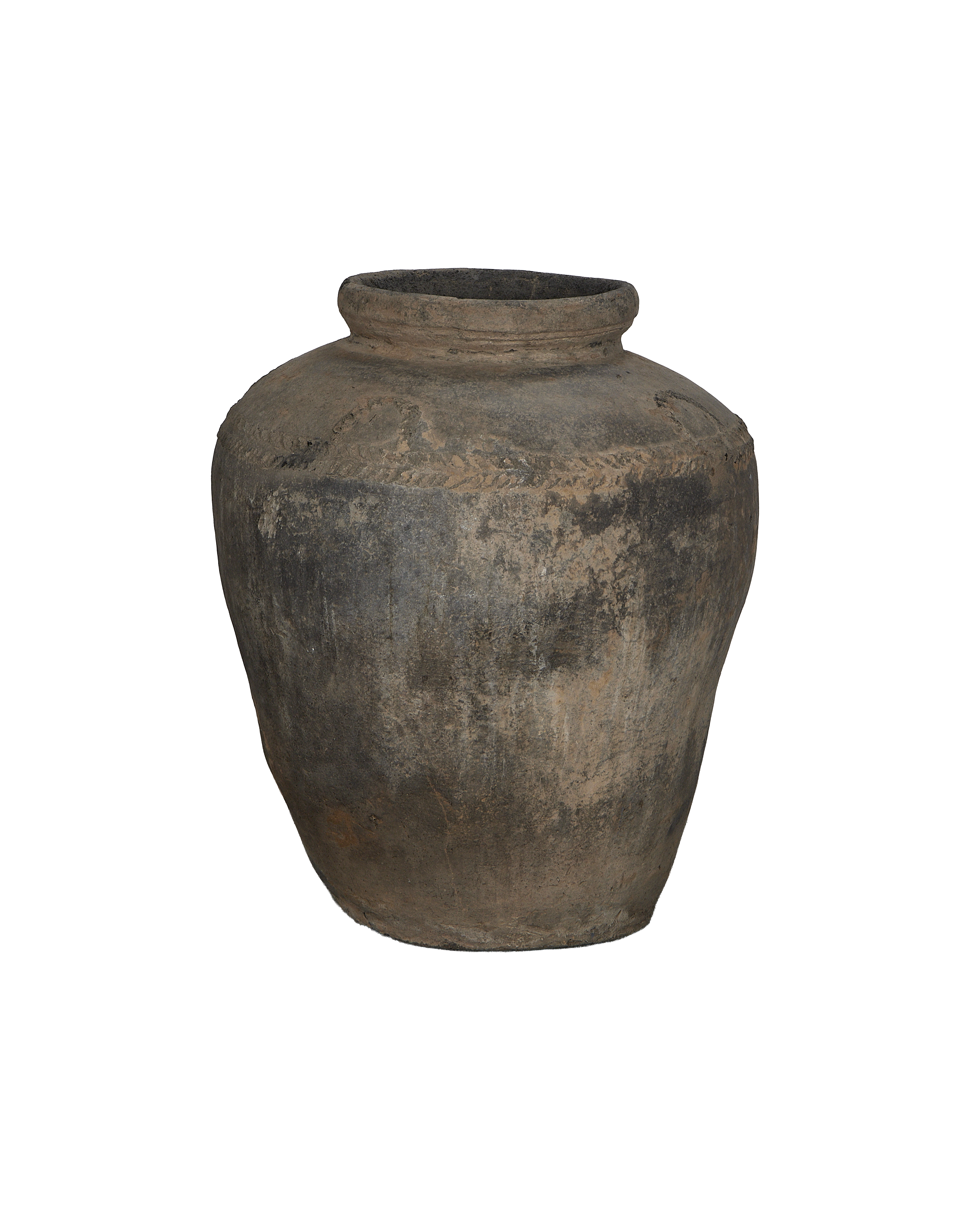 Vintage Indian grain pot, close-up of