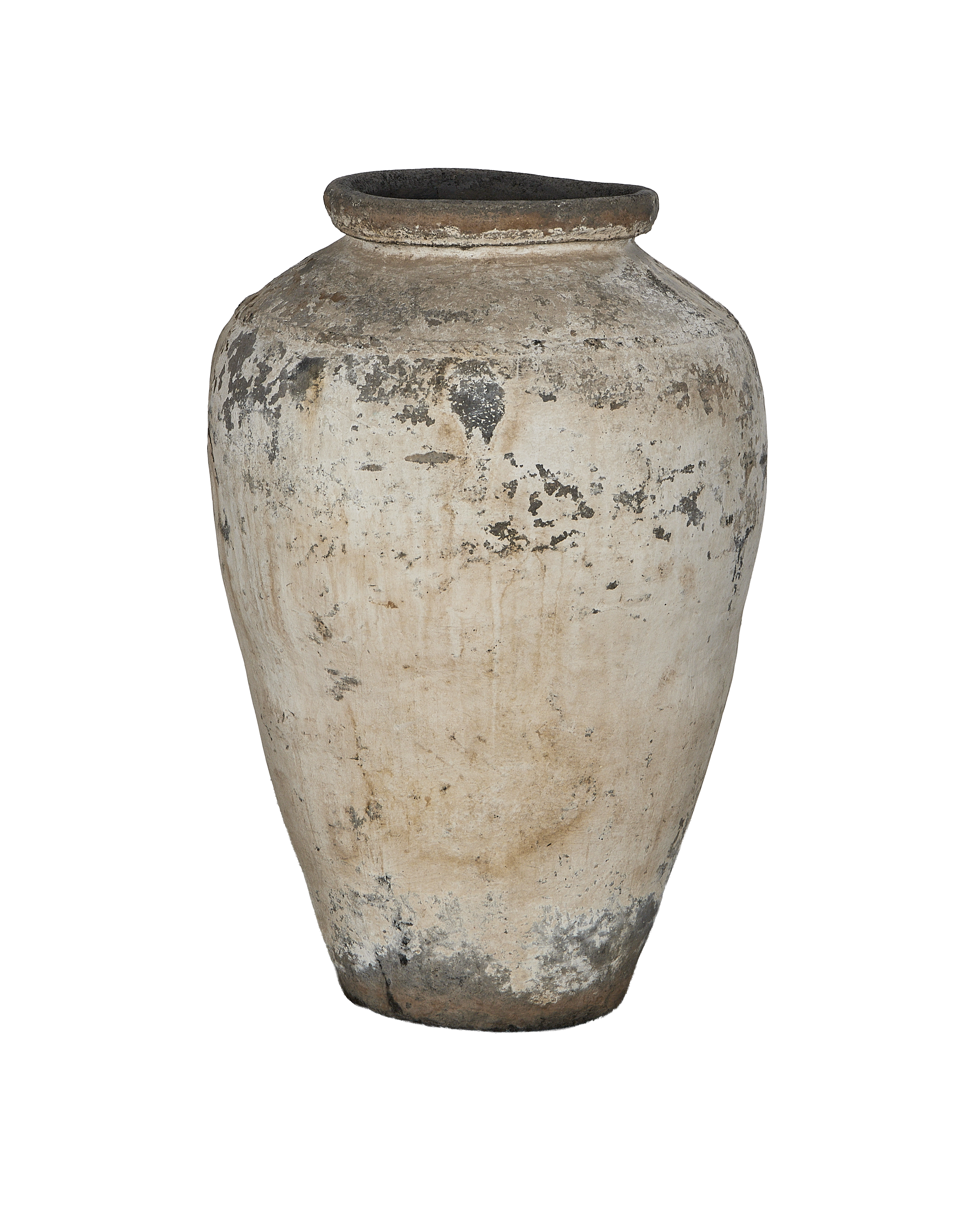 Vintage Indian oak grain pot with weathered patina