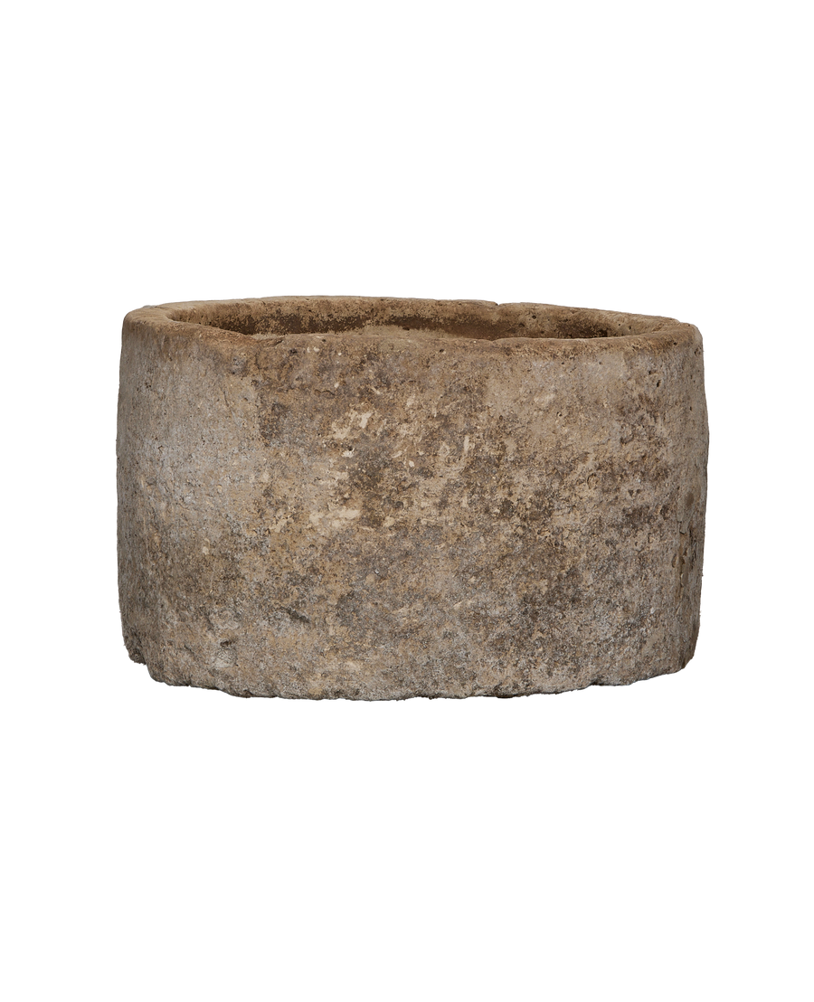 Vintage round limestone trough