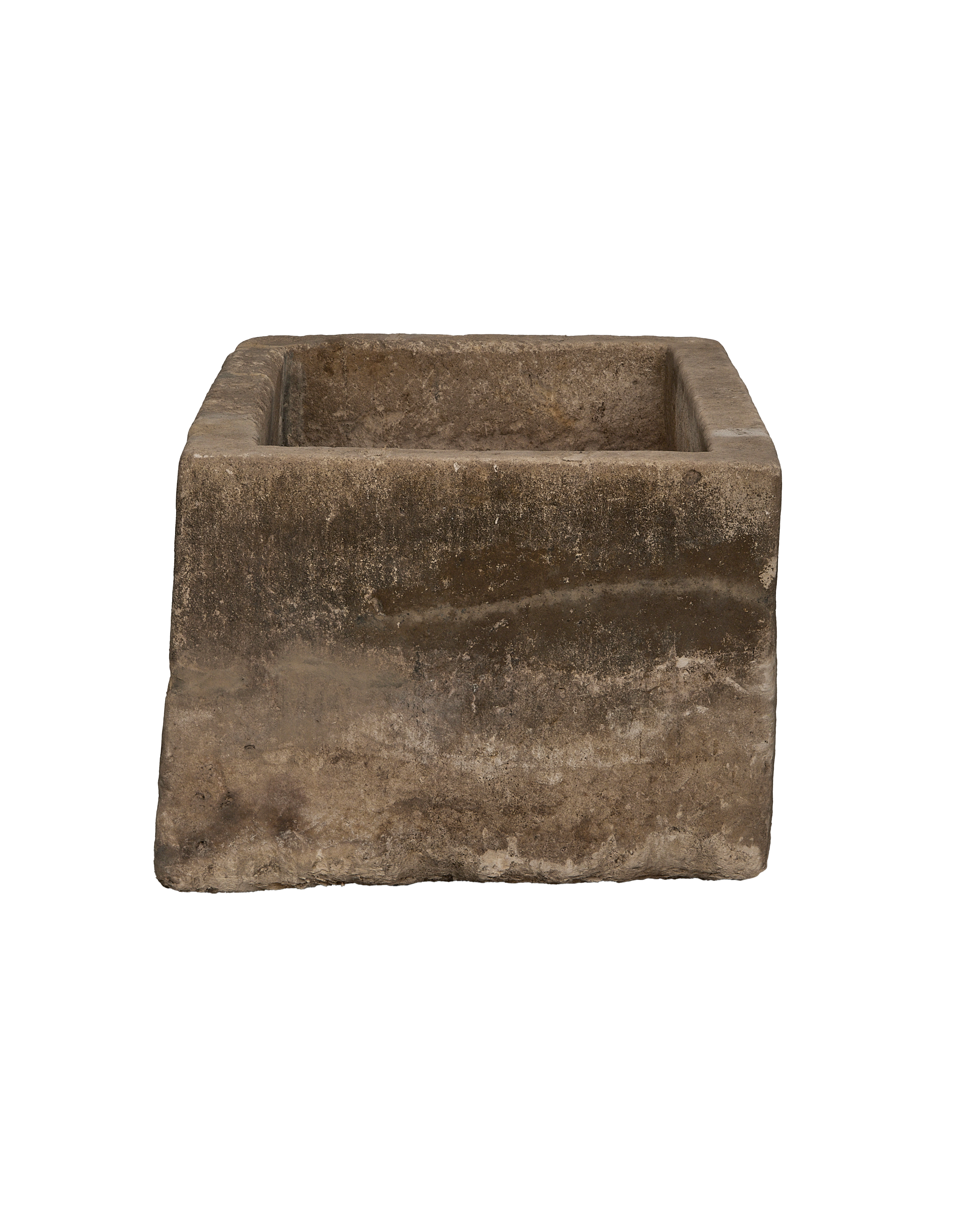 Vintage rectangular limestone trough, showing