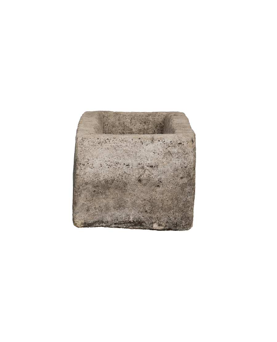 Vintage Indonesian limestone trough, square